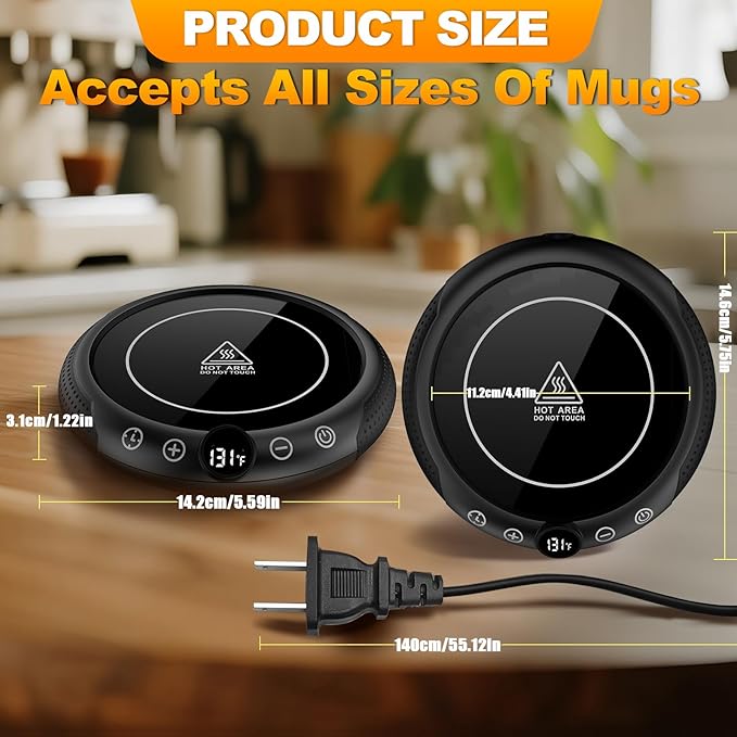Mug Warmer, 36W Coffee Cup Warmer for Desk with Temperature Display 8-Temp Settings Controlled Heating Coffee Candle Warmer Plate for Beverage Gifts Accessories for Women Men (No Mug)