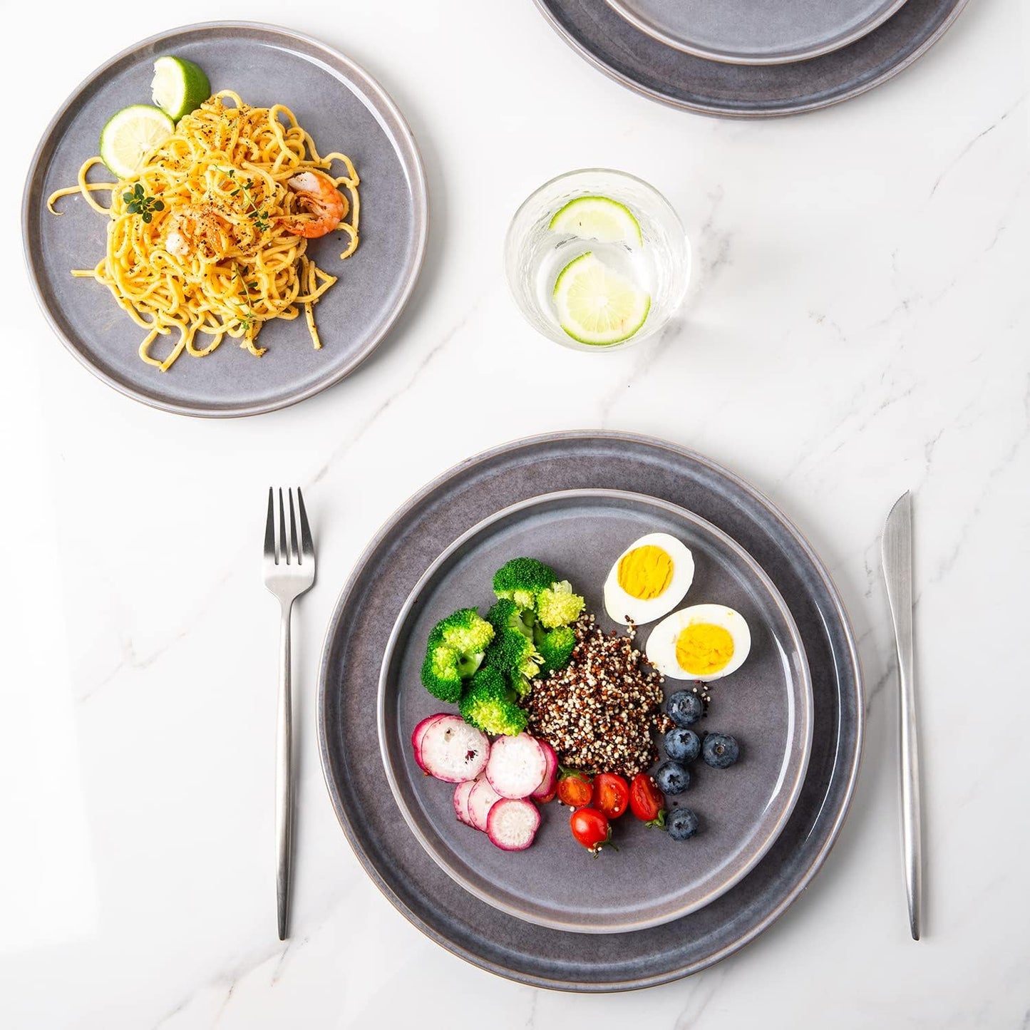 AmorArc Stoneware Dinnerware Sets,Round Reactive Ceramic Plates and Bowls Sets,Highly Scrath Resistant | Dishwasher & Microwave Safe Dishes,Service for 6 (18pc)