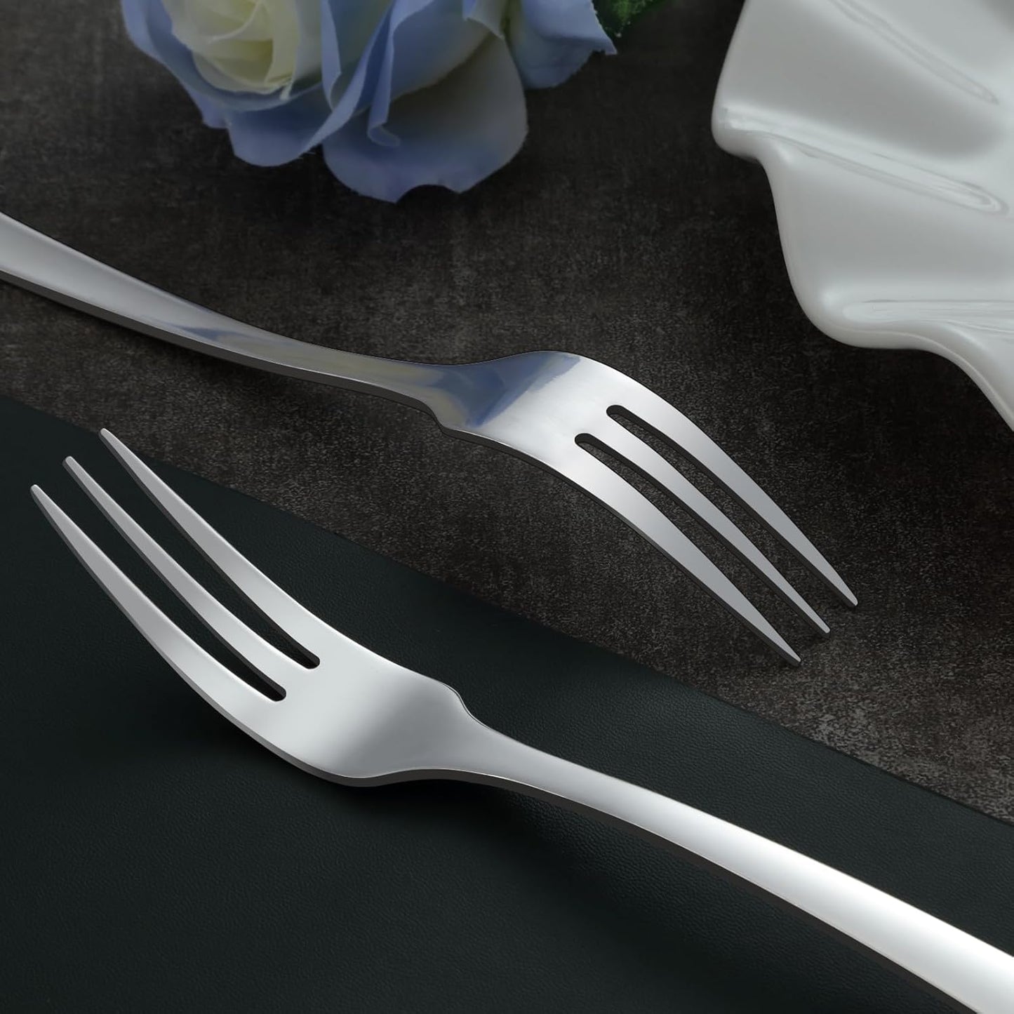 12-Piece Dinner Fork Set, 8-Inch Silverware, 3-Tine Forks, Top Food Grade Stainless Steel, Highly Mirror Polished, Dishwasher Safe