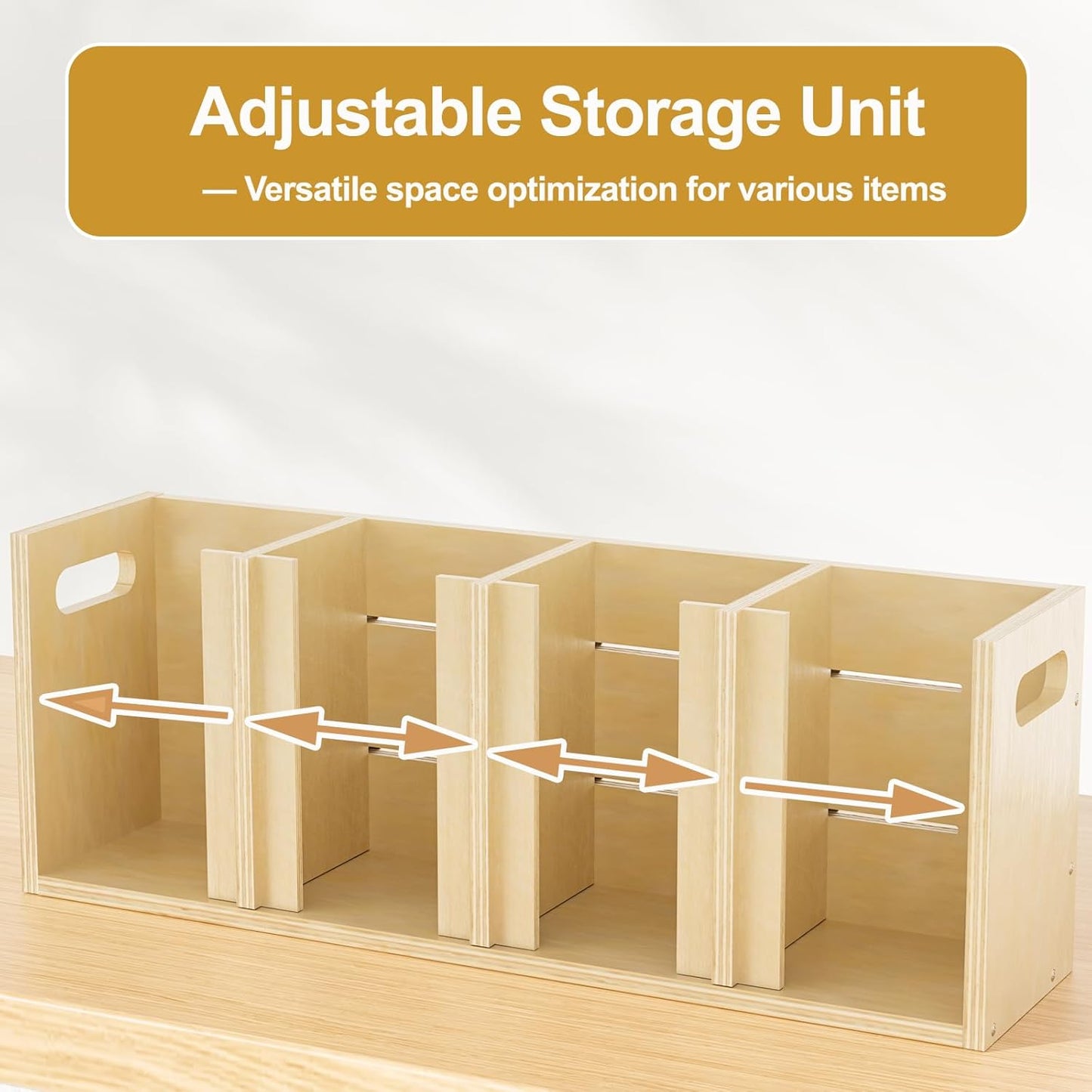 Wood Cup Lid Organizer 4 Compartments with Adjustable Dividers for Counter Wall Mount Disposable Cup and Lid Storage Kitchen Restaurants Fast Food Coffee Shop Supplies (20”W x 7”H x 4.7”D)