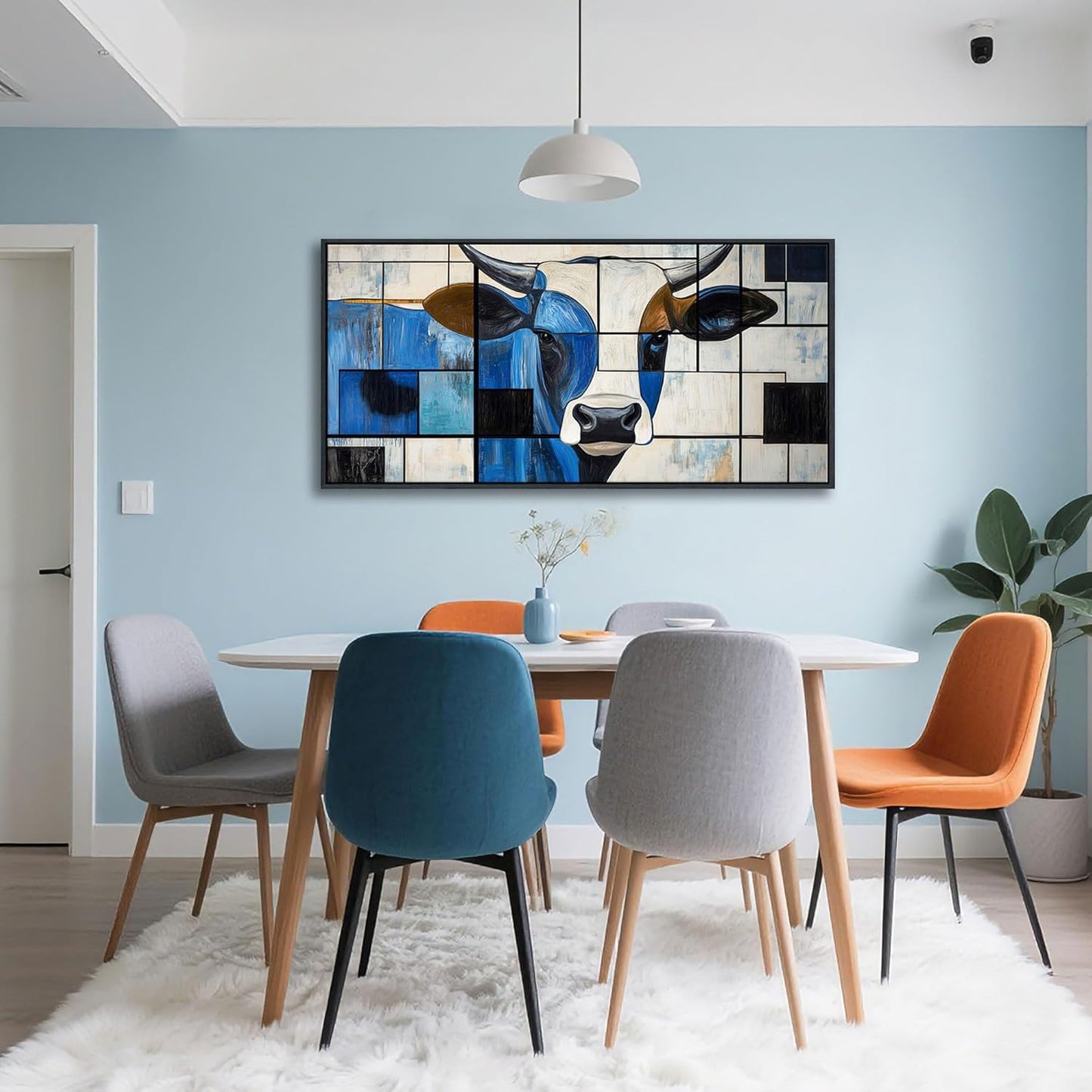 QZQCBLC Large Canvas Wall Art, Black and White Cow Pictures Artwork Abstract Modern Funny Western Wall Decor for Living room Bedroom kitchen Home Office Framed Painting 24x48 IN