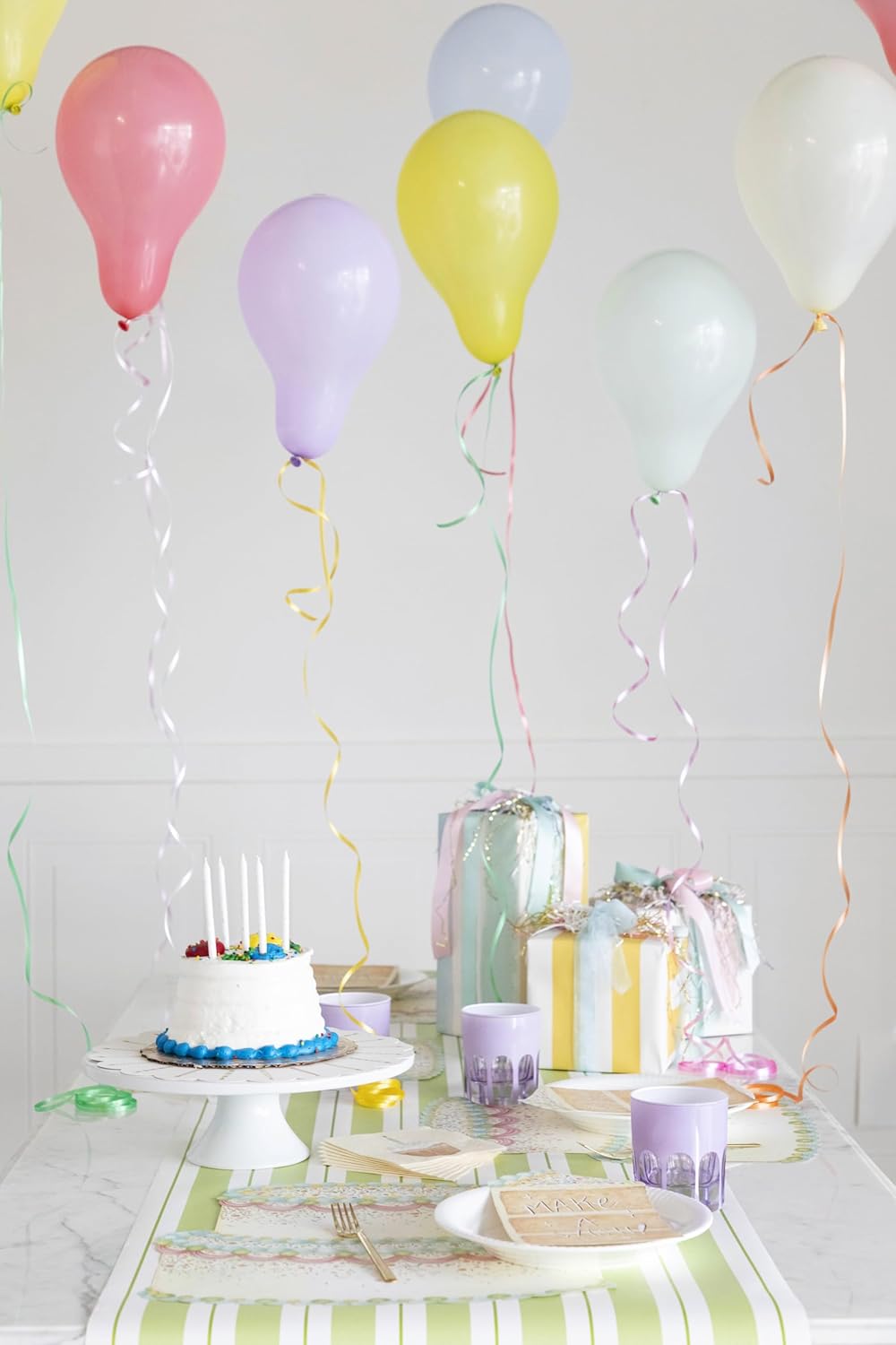 Disposable Green Striped Table Runner - Paper Table Runner Roll for Parties or Weddings - American Made