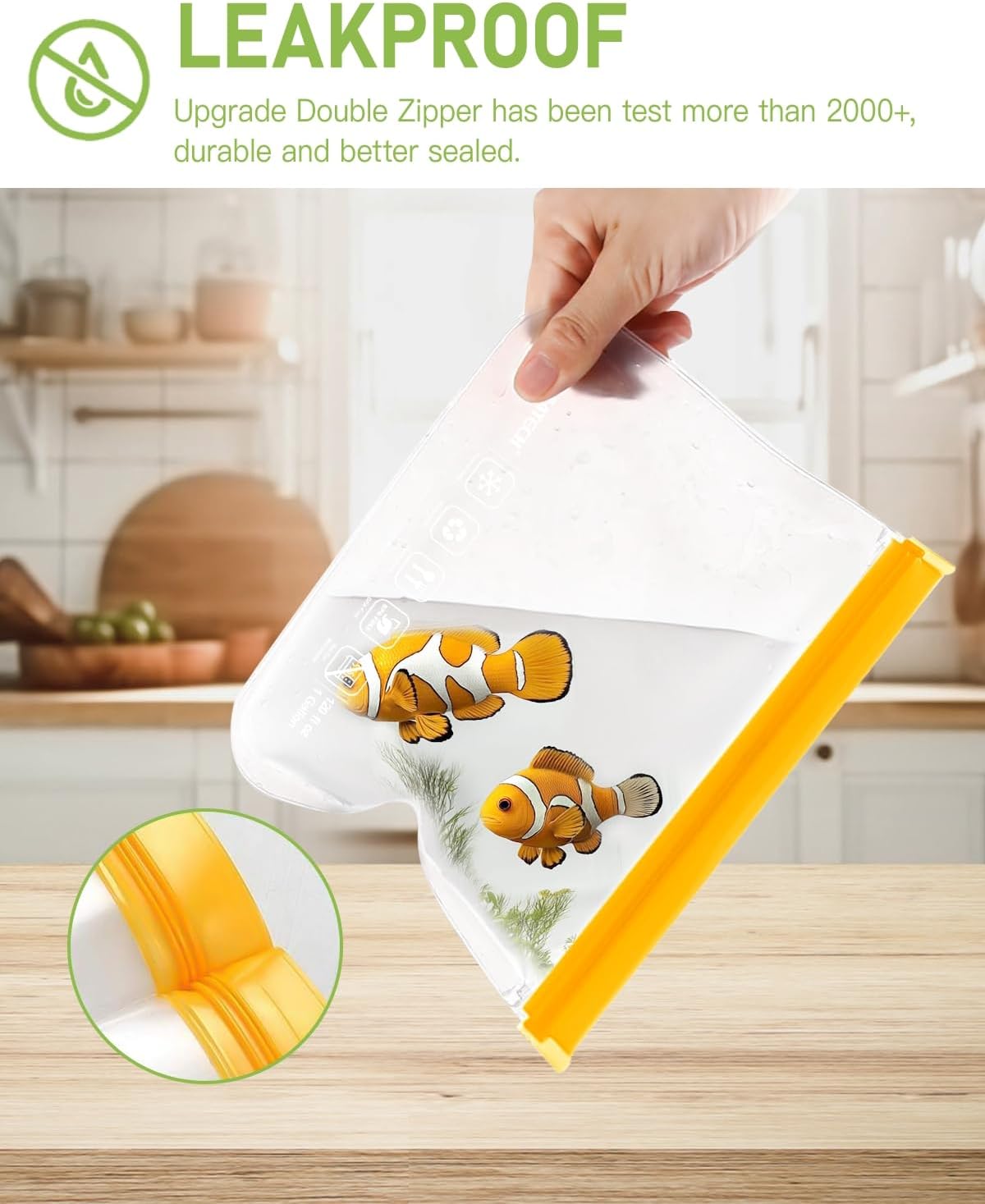 IDEATECH 8Pack Gallon Bags Dishwasher Safe, Leakproof Reusable Gallon Freezer Bags, BPA Free Reusable Gallon Bags, Reusable Food Storage Bags Silicone for Meats, Sandwich, Travel (8Gallon, Colored)