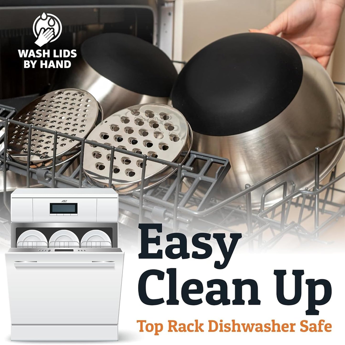 Priority Chef Stainless Steel Mixing Bowls with Lids Set, 3 Grater Attachments, Airtight Lids, Non-Slip Silicone Base Mixing Bowl Set, Large Prep Metal Mixing Bowls for Kitchen, Black