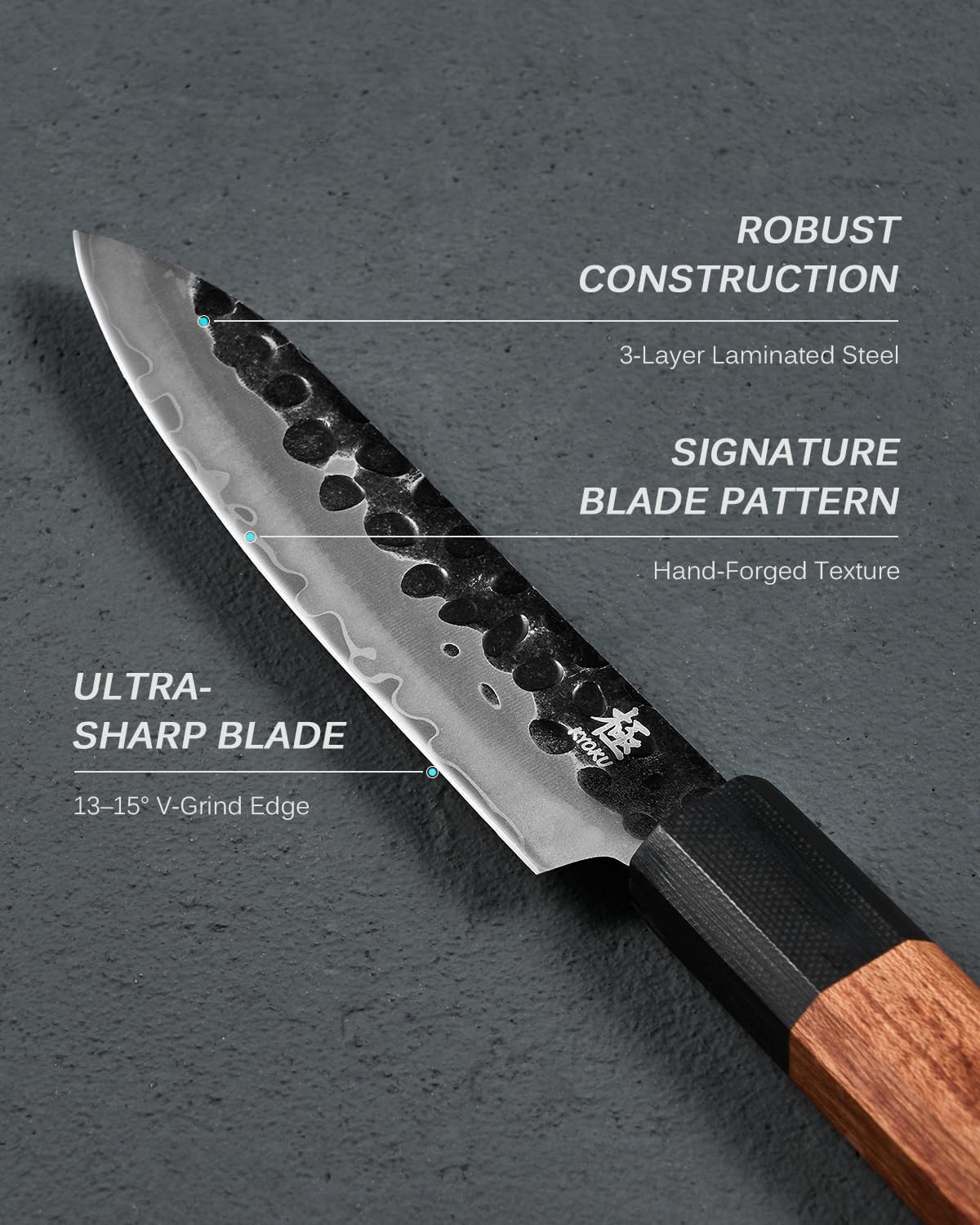 KYOKU Utility Chef Knife, Kage Series 4.5" Kitchen Knife with 3-Layer Laminated Steel Blade Rosewood Handle, Japanese Utility Knife with Sheath, Professional Kitchen Knife for Chopping Slicing Paring
