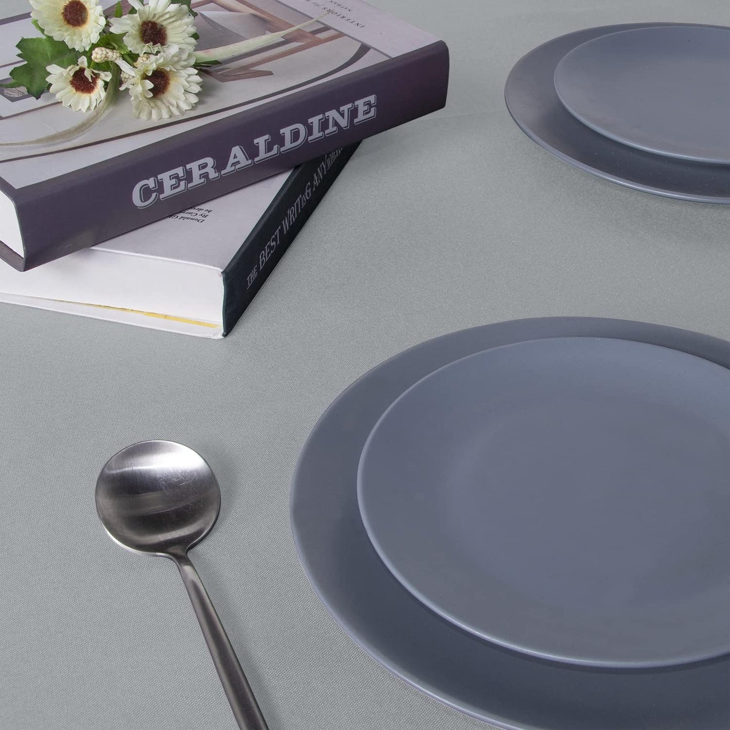 sancua Square Tablecloth - 70 x 70 Inch - Stain and Wrinkle Resistant Washable Polyester Table Cloth, Decorative Fabric Table Cover for Dining Tables, Buffet Parties and Camping, Silver Grey