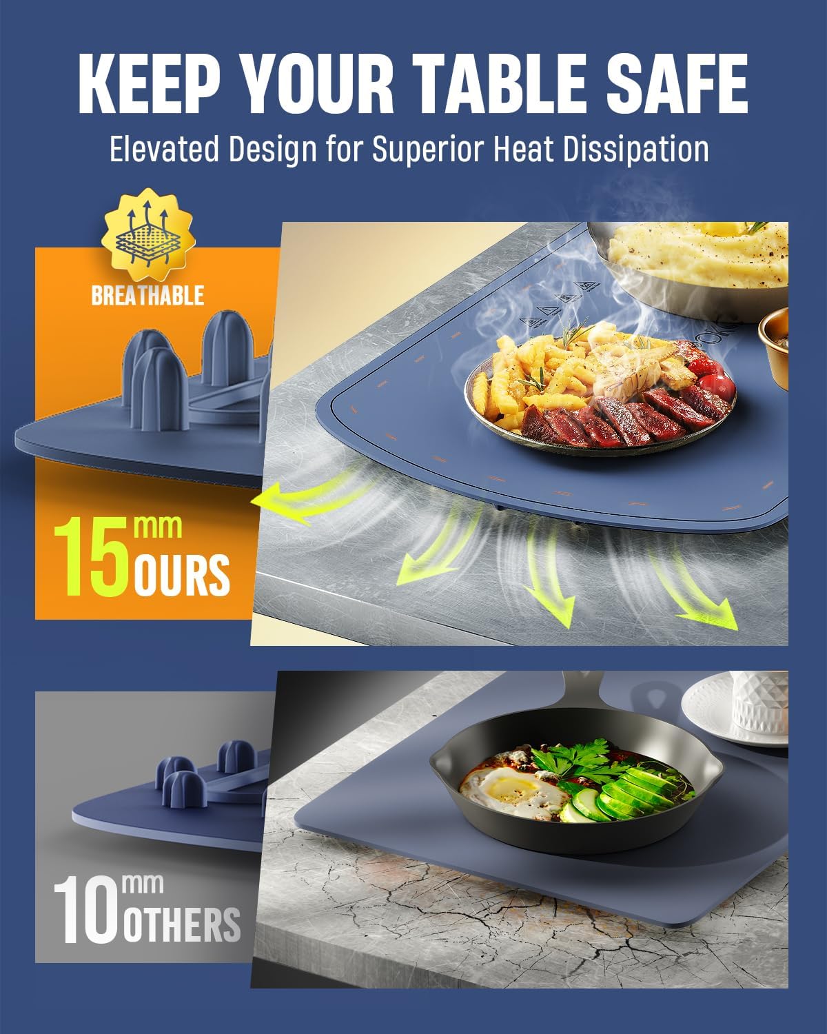 Warming Mat for Food, VEPOKA Food Warmer Mat for Countertop, Electric Warming Tray with 7 Temp Levels & Auto Shut-Off, Food Warmers for Parties, Ideal Gift for Kitchen & Buffet Use