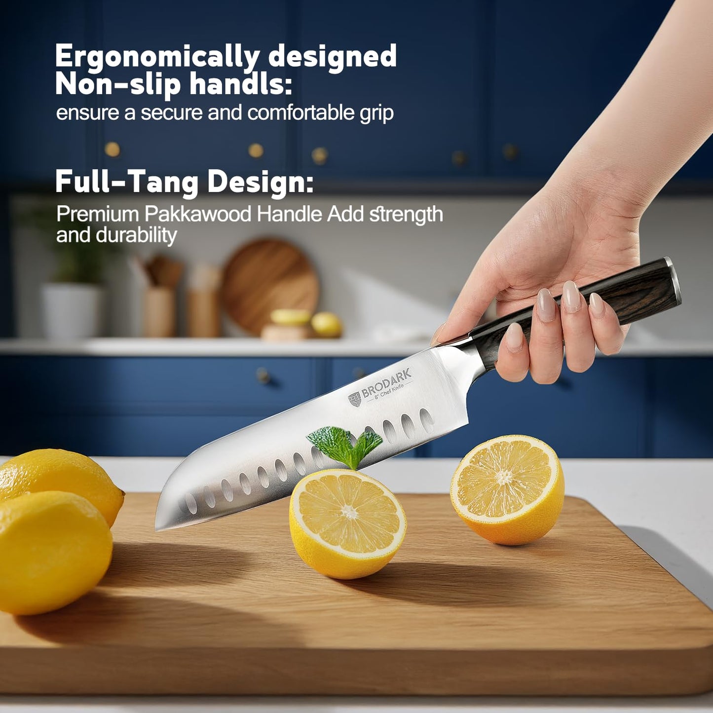 15 Piecs Knife Block Set: Ultra Sharp Kitchen Knife Set with Block and Sharpener, German Stainless Steel Professional Chef Knife Set with Ergonomic Handle, Full Tang Design