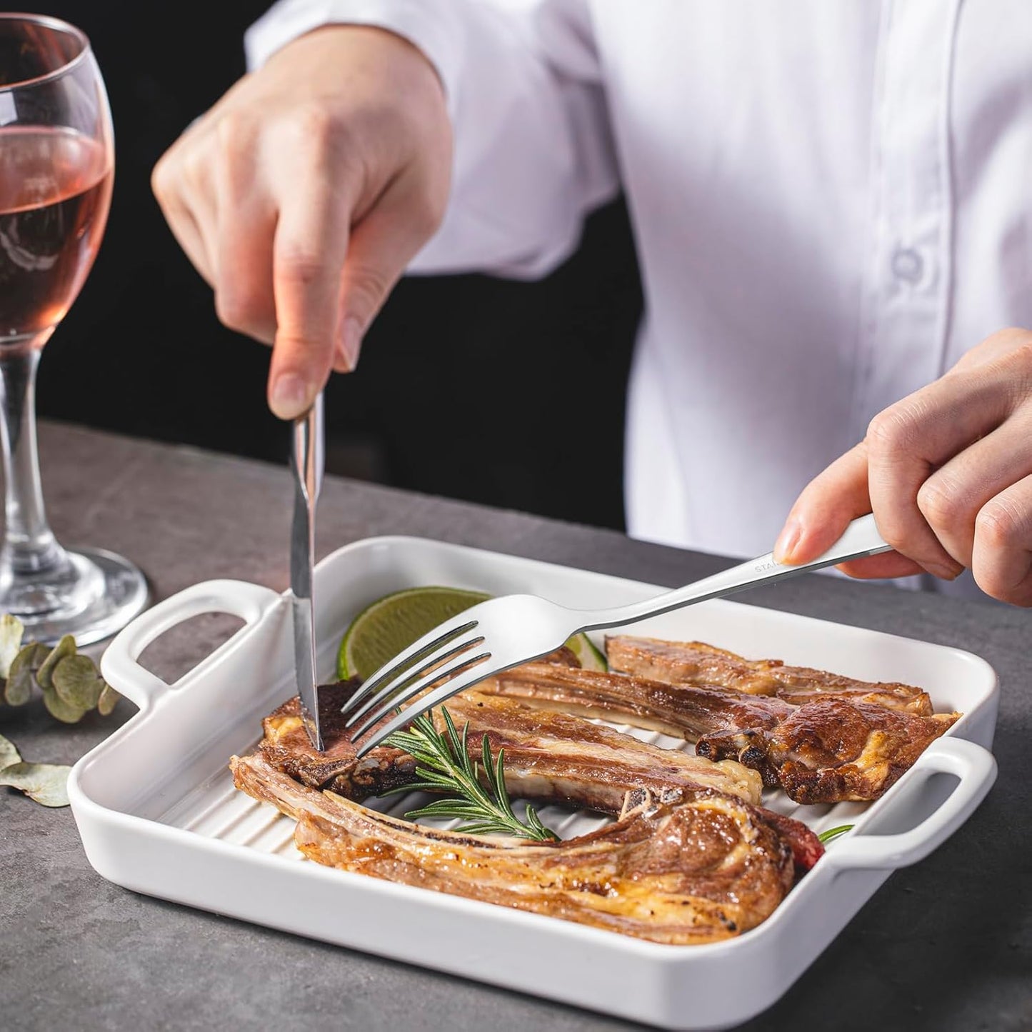 Obstnny 30 Pieces Stainless Steel Silverware Service for 6, Dinner Table Flatware Cutlery Set