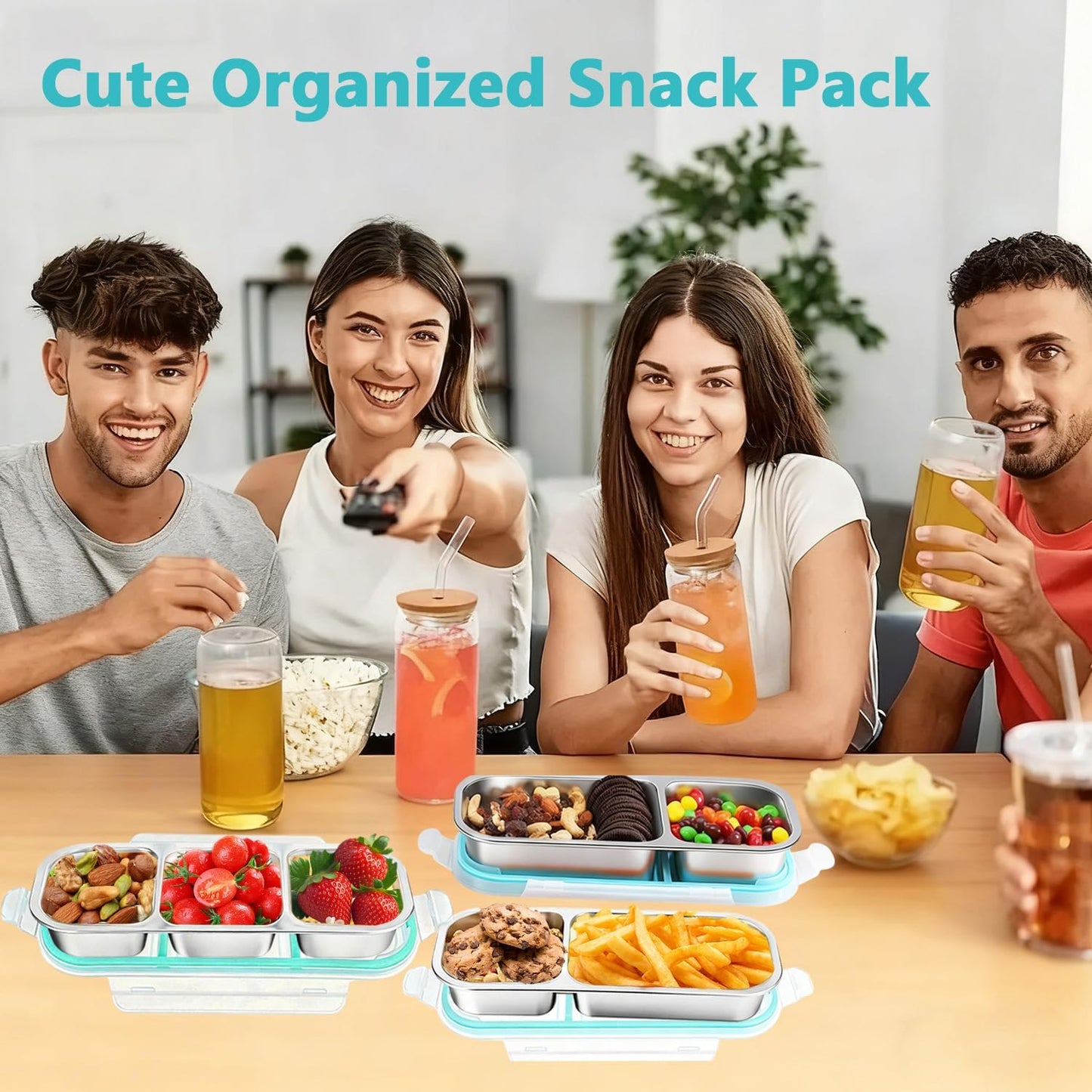 Food Storage Containers with Airtight Lid, Stainless Steel Snack Containers, Leak Proof Metal Lunchbox with Compartment and Spoon, Lunch Box Bento Box Adult for Office, Travel, Meal Prep