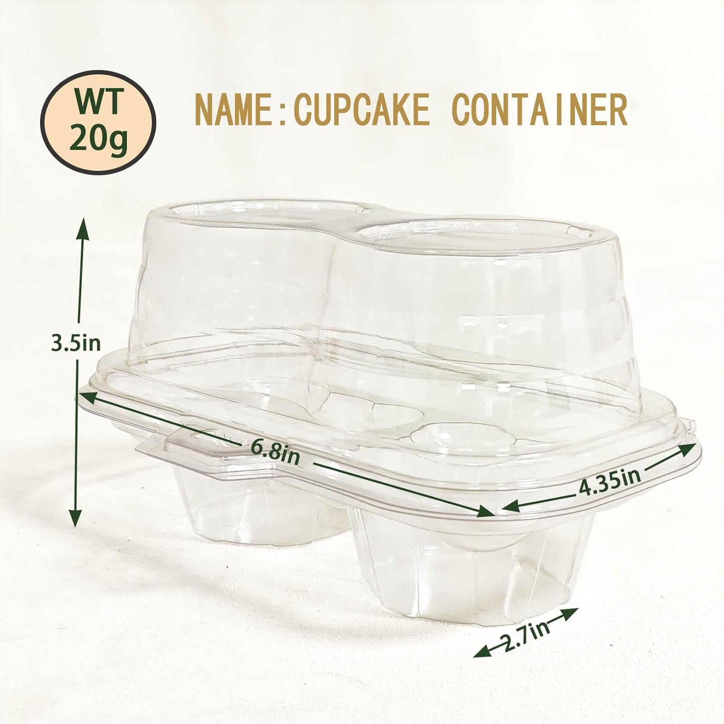 60 Pack of 2-Chamber Plastic Muffin Containers, Disposable Transparent Cupcake Container, Stackable Cake Stand, High Top Cupcake Stand For Cupcakes And Pancakes, BPA Free