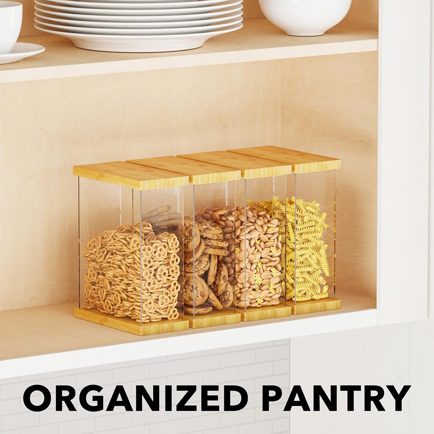 SpaceAid Bamboo Food Storage Container - Airtight Cereal Containers with Lids, Kitchen Cereal Canisters Pantry Organizers and Storage for Rice, Flour, Coffee, Snack, Small 1 Pack