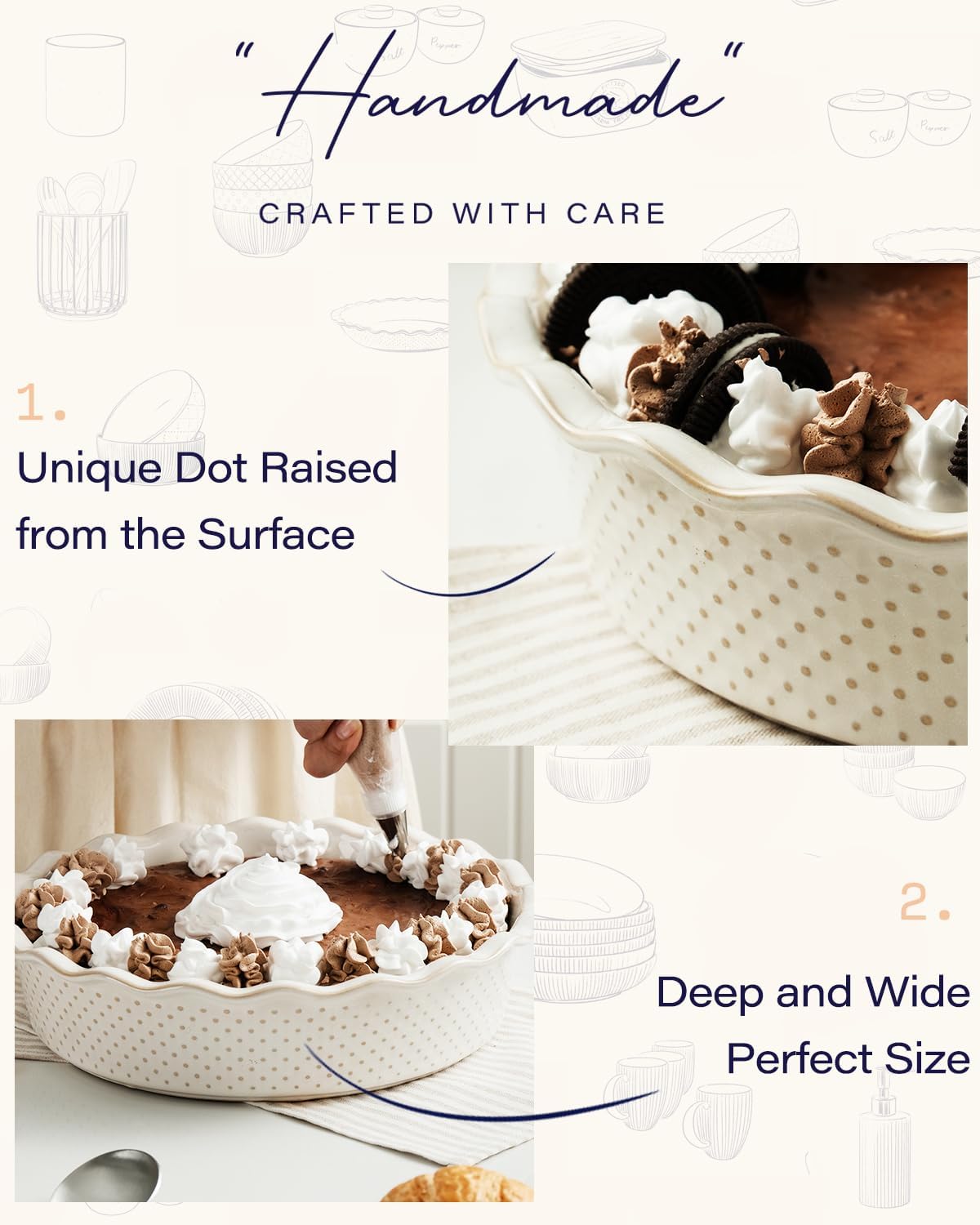 getstar Pie Pan, Ceramic (Dots (Deep))