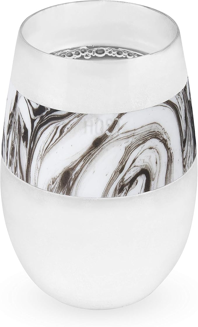 HOST Wine Freeze Cooling Cup, Plastic Double Wall Insulated Freezable Drink Chilling Tumbler with Freezing Gel Wine Glasses for Red and White Wine, Set of 1, 8.5 oz, Black Swirl