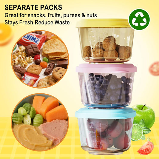 Baby Food Containers - 5 oz Food and Snack Storage Jars with Sealing Lids, Safe and Durable, Freezer, Microwave and Dishwasher Safe