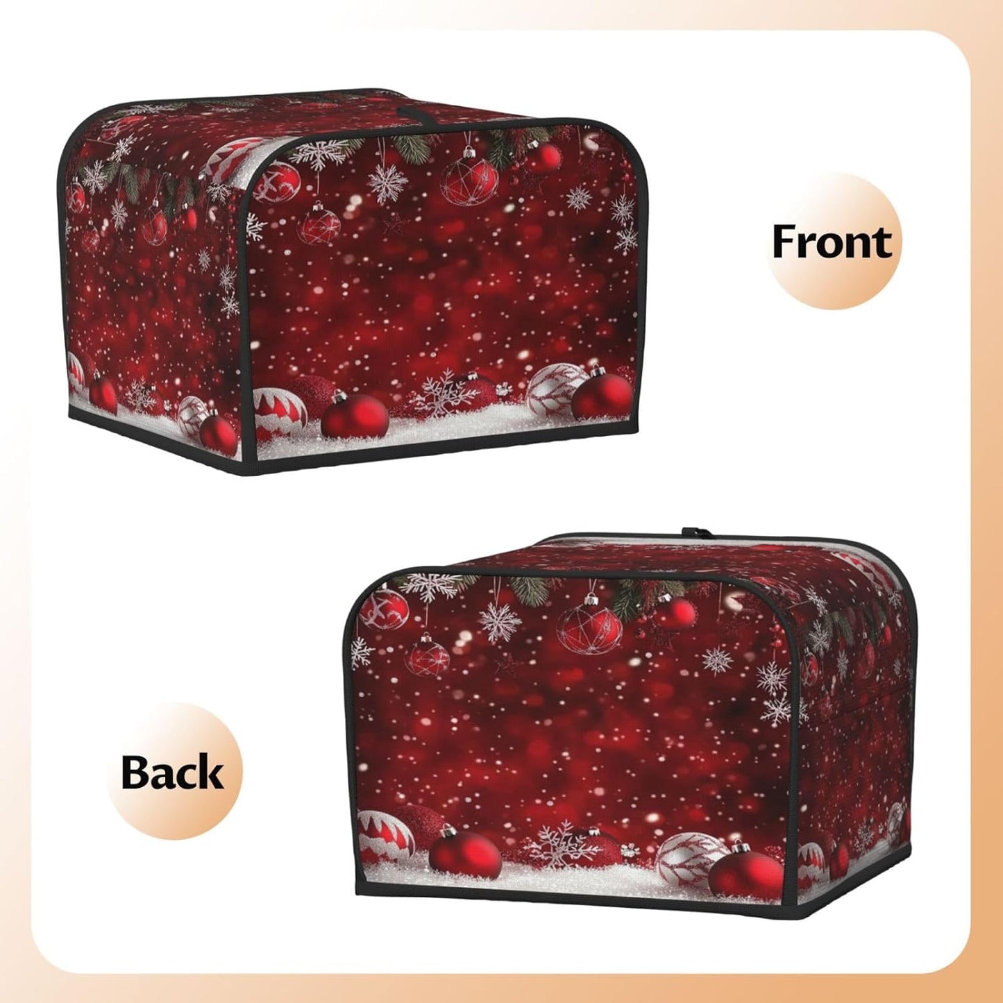 Toaster Cover 4 Slice Christmas Red Ball Winter Kitchen Small Appliance Covers with Pockets Dust and Fingerprint Protection