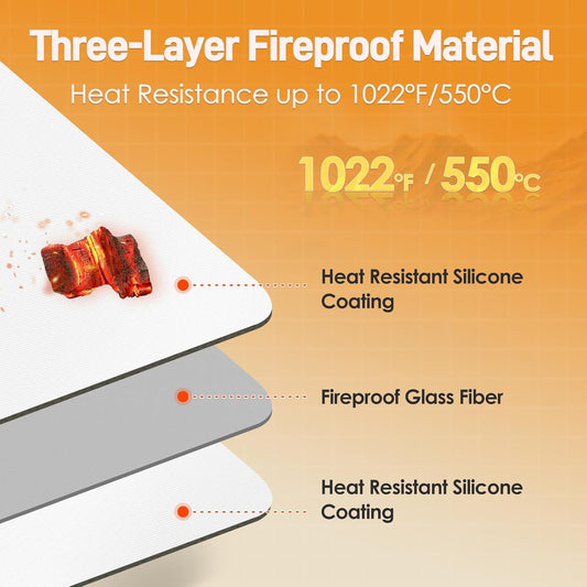 Heat Resistant Mats for Countertop - Fireproof 15x18 in Heat Resistant Mats for Air Fryer - Kitchen Countertop Protector Hot Pad for Air Fryer, Coffee Maker, Stand Mixer, Oven 2PCS - White