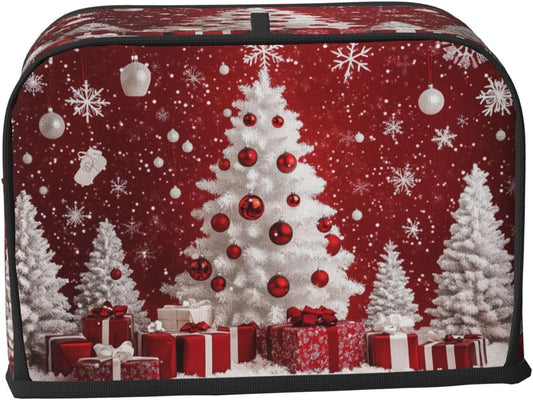 Toaster Cover 2 Slice Red Christmas Tree Ball Xmas Kitchen Small Appliance Covers with Pockets Dust and Fingerprint Protection
