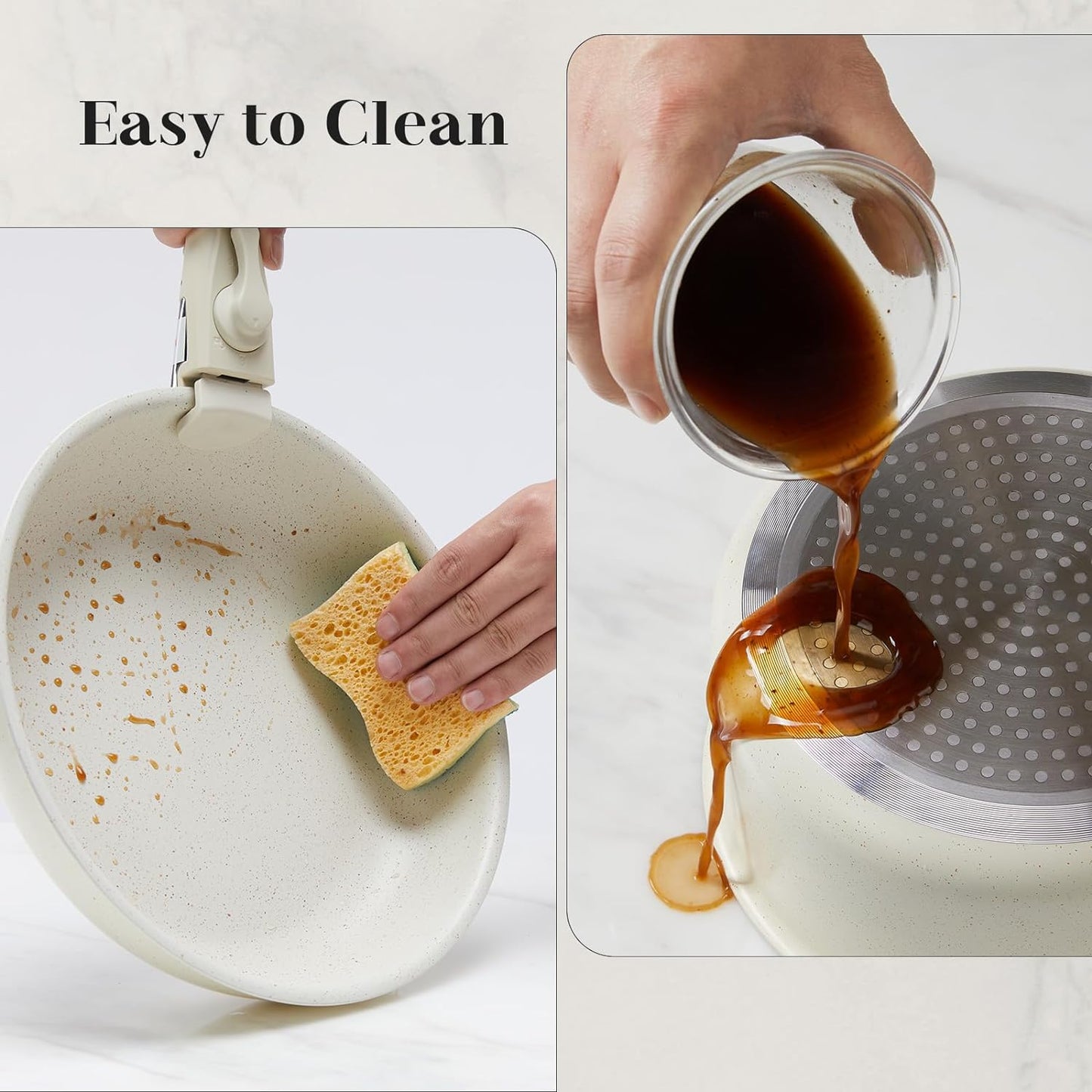 Sweetcrispy 12 pcs Pots and Pans Set, Nonstick Kitchen Induction Cookware Suit with Detachable Handle, Dishwasher Oven Safe, Milky White