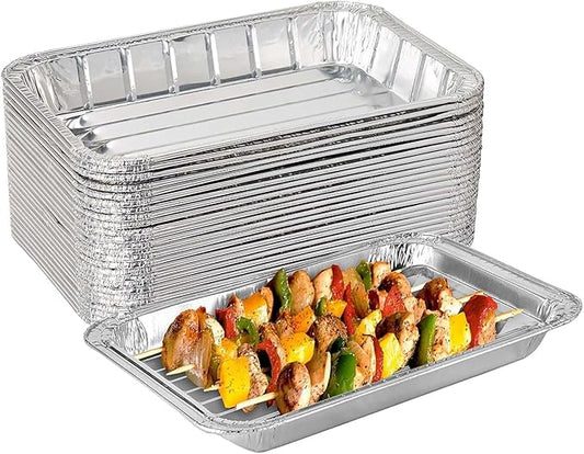 INFINITY EL Disposable Aluminum Foil Pans 20 Pack | Mini Shallow 8.5"x 6"x1.5" Broiler Pans, Heavy Duty Foil Pan | Aluminum Baking Pans for Roasting Turkey, Lasagna, Thanksgiving, Christmas, Party