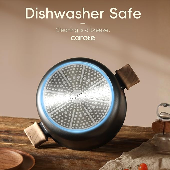 CAROTE Nonstick Soup Pot With Lid, 4.5Qt Non Stick StockPot Large Cooking Pot with Lid, Titanium - containing Soup Pot, Induction Compatible, PFOA/PFOS Free