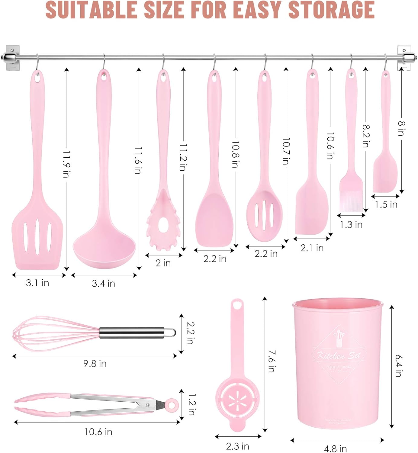 Kitchen Utensils Set-12 Pieces Silicone Cooking Utensils Set (Dishwasher Safe) 392°F Heat Resistant Spatula Set, Nonstick Cookware