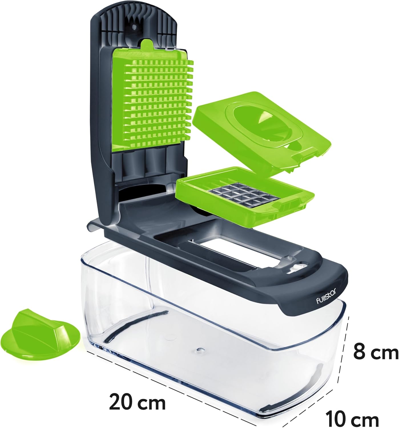 Fullstar The Original Pro Chopper - Vegetable Chopper and Spiralizer, Food Chopper with Container, Fruit Slicer, Kitchen Gadgets & Accessories, Home Essentials (4 in 1, Gray/Green)