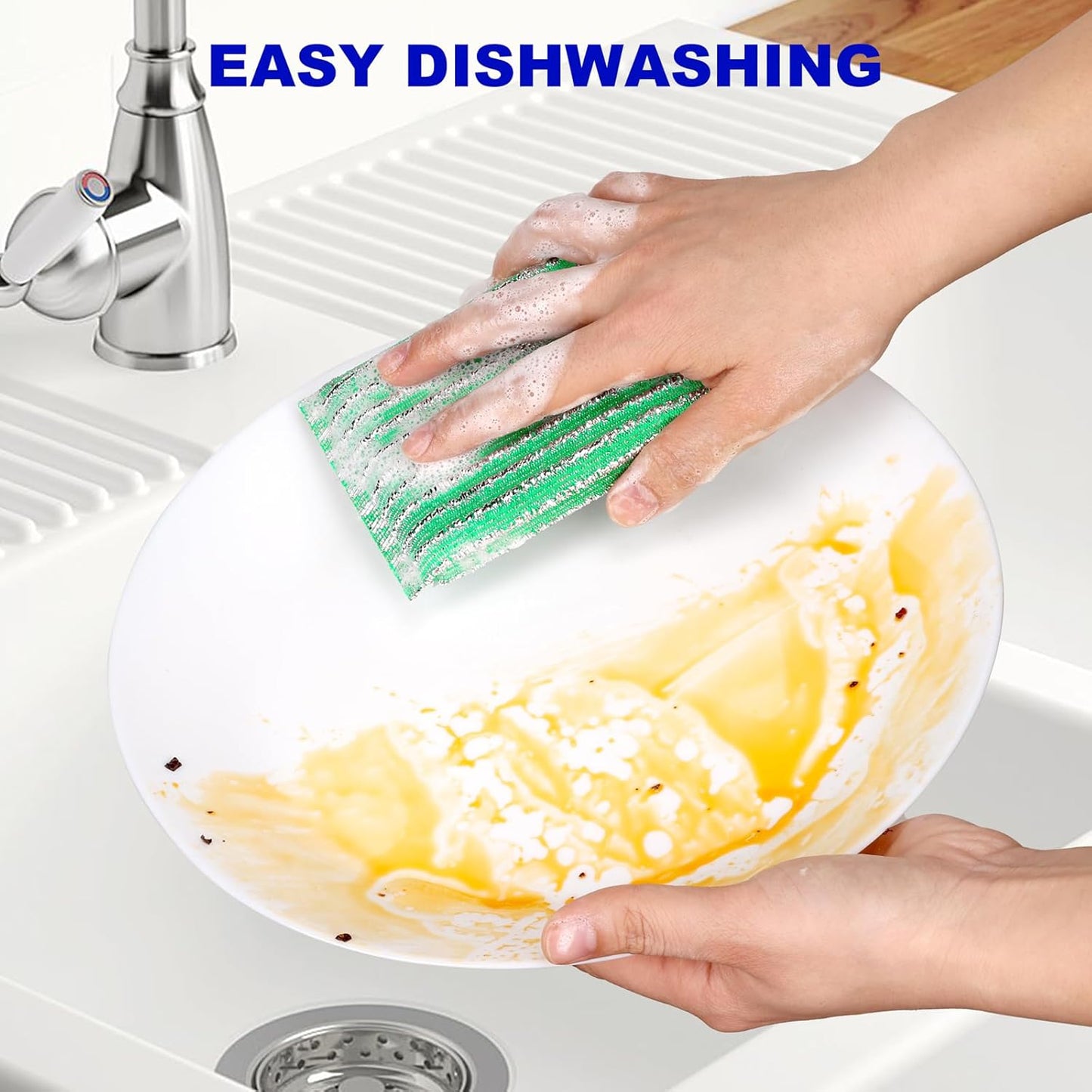 Premium 12-Pad Sponges Kitchen - Upgraded Dish Sponge, Scrubber, Brush, Ideal for Dishes, Pots, Sink