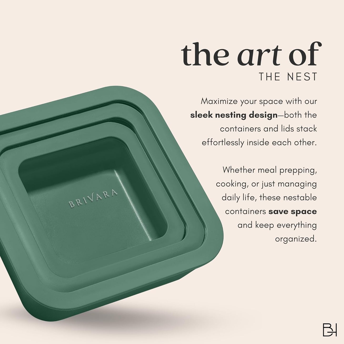 Ceramic Coated Glass Food Storage Containers | No PTFE, PFOA, PFAS, and BPA | Reusable Non Toxic Meal Prep Containers with Glass Lids | Easy To Store | 10 Piece Set [Pine]