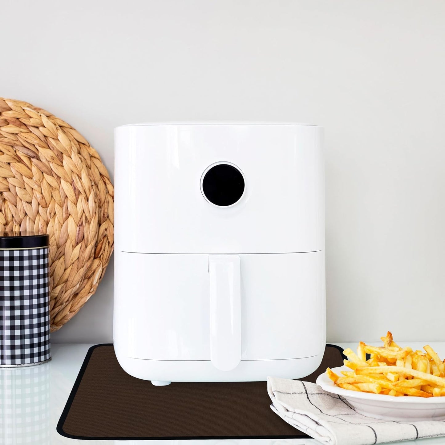 Heat Resistant Mat for Air Fryer, 15 x 18in Countertop Protector, Fireproof Silicone Appliance Slider for Coffee Maker, Toaster, Oven - Brown