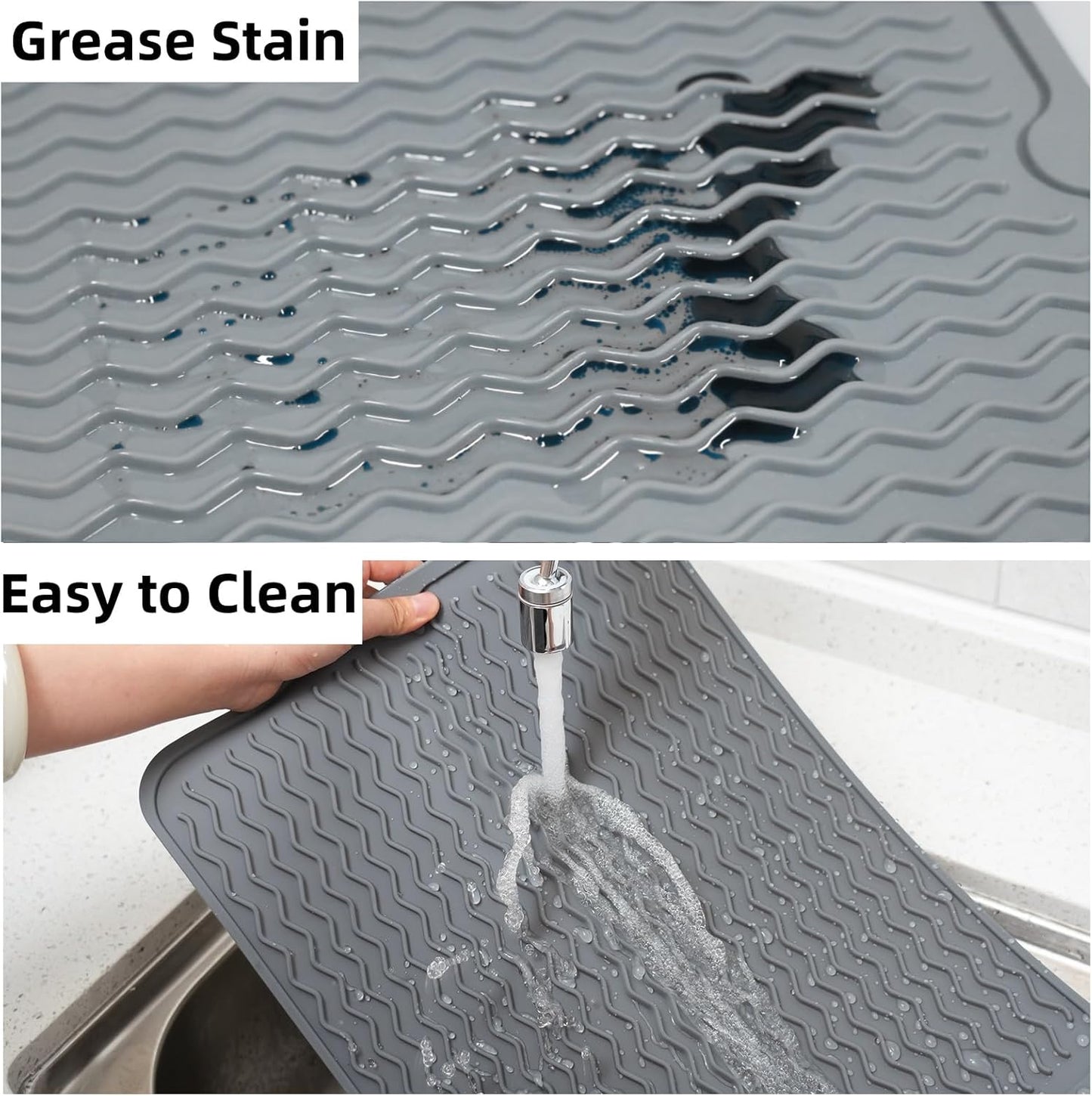Blackstone Griddle Accessories Silicone Grill Side Shelf Tool Mat, Outdoor BBQ Spatula Mat, with Drip Pad Kitchen Countertop Heat Resistant Mat (Grey)