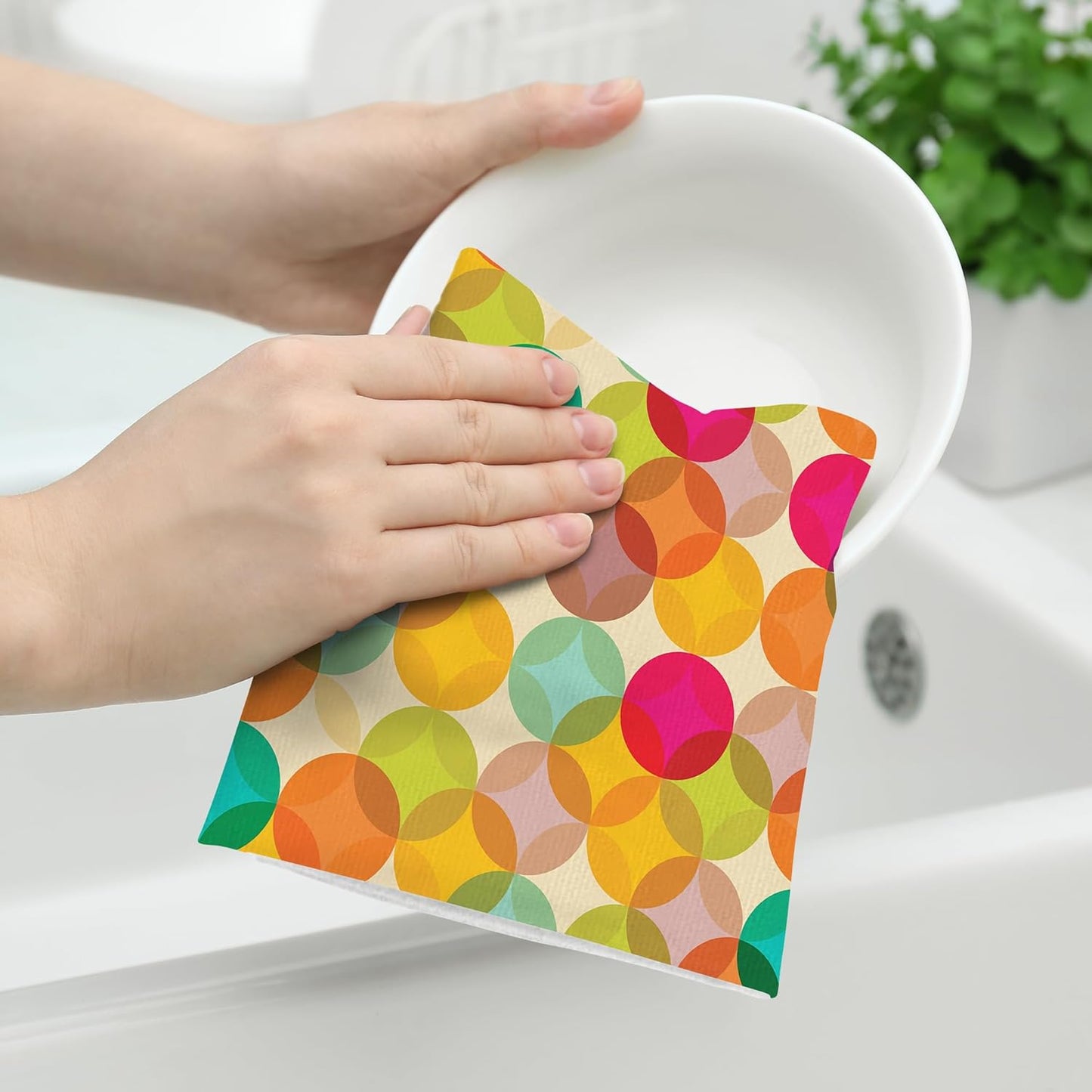 Mid Century Modern Retro Kitchen Towels Decorative Set of 2, Soft Absorbent Dish Towels for Drying Dishes, Colorful Hand Towels Tea Towels for Kitchen Bathroom Farmhouse Home Decor