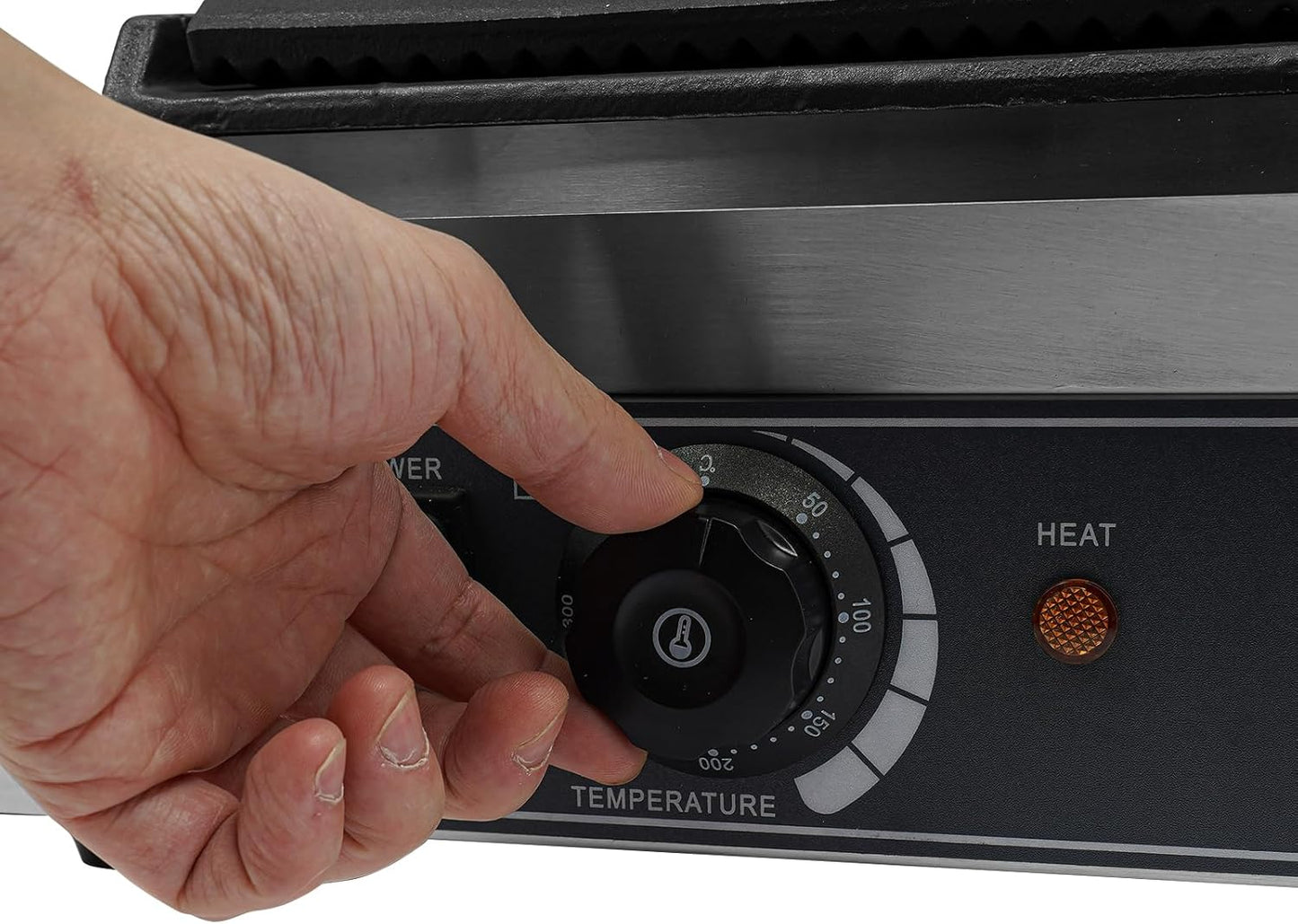 1800W Electric Sandwich Panini Press Grill, 110V Commercial Panini Press Sandwich Maker Machine 122°F-572°F Double-sided Heating Non-Stick Half Grooved Plates for Paninis Hamburgers Steaks Bacons