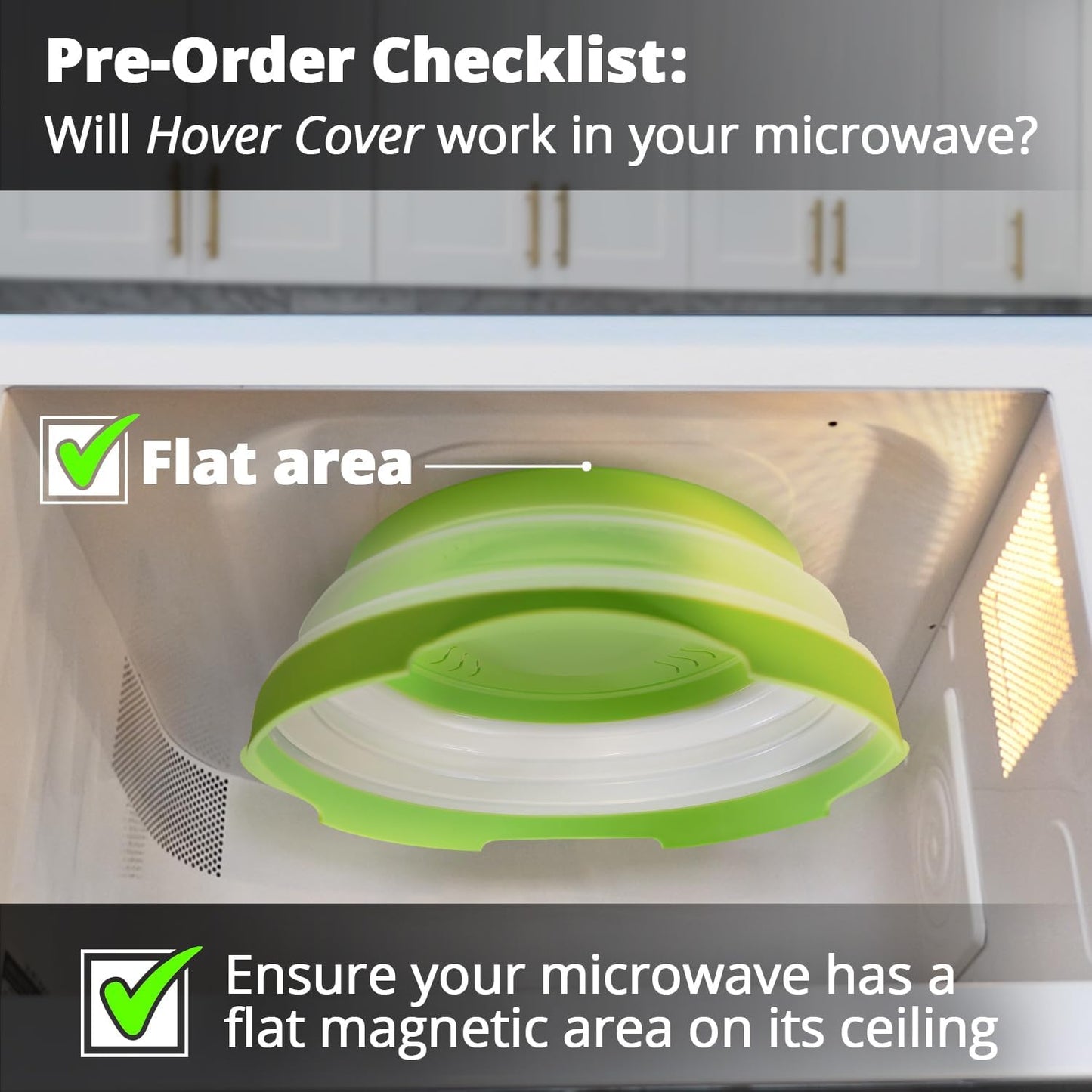 High Power Magnetic Microwave Splatter Cover with strongest magnetic grip, Collapsible 12-Inch BPA-Free Food Lid, Vented Plate Guard, Dishwasher Safe, Space-Saving Magnetic Storage - Green