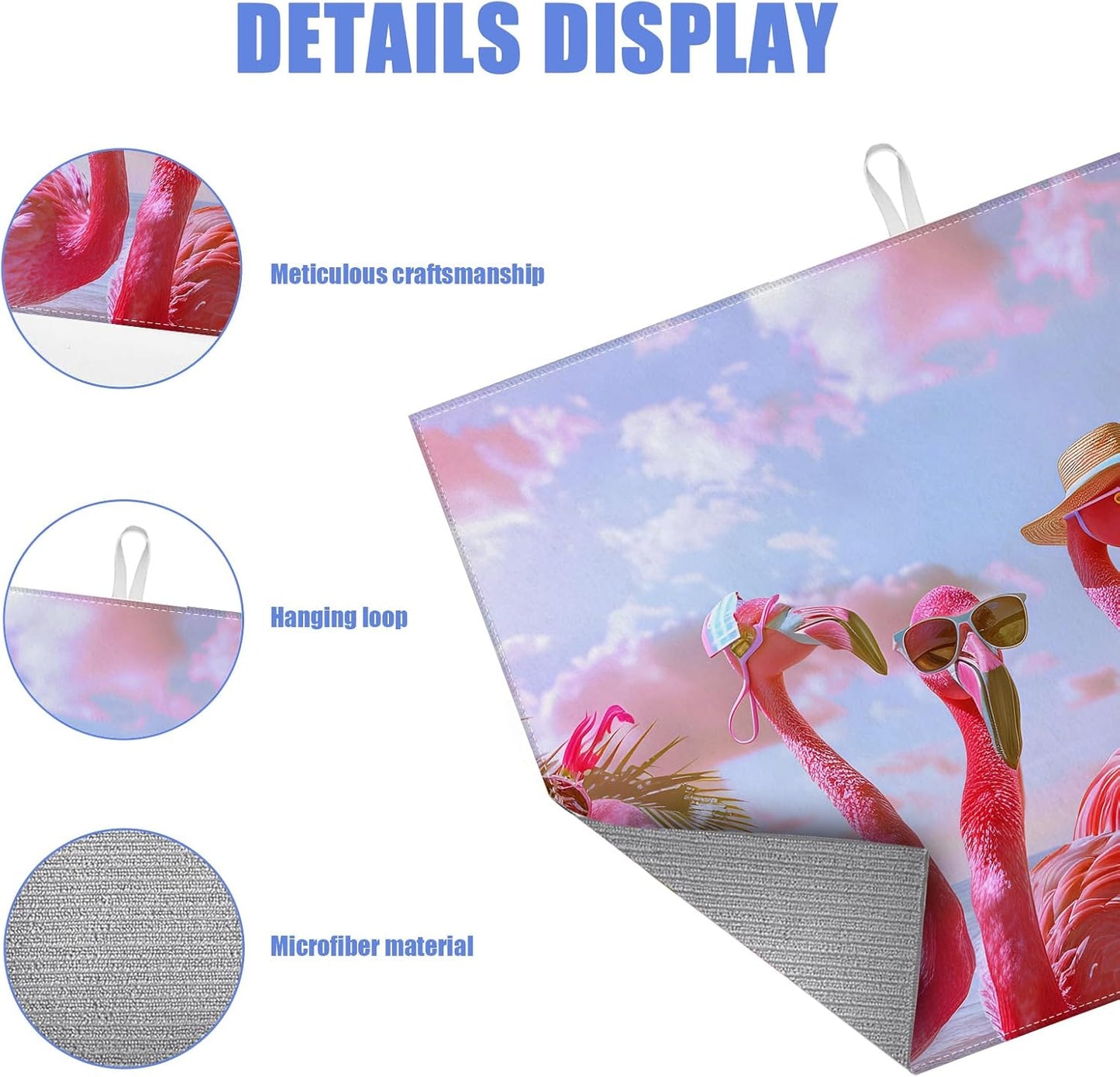 Spring Summer Flamingo Dish Drying Mat for Kitchen Counter Drying Pad Absorbent Reversible Dish Drainer Rack Mats Draining Pad 18"x24"Inch