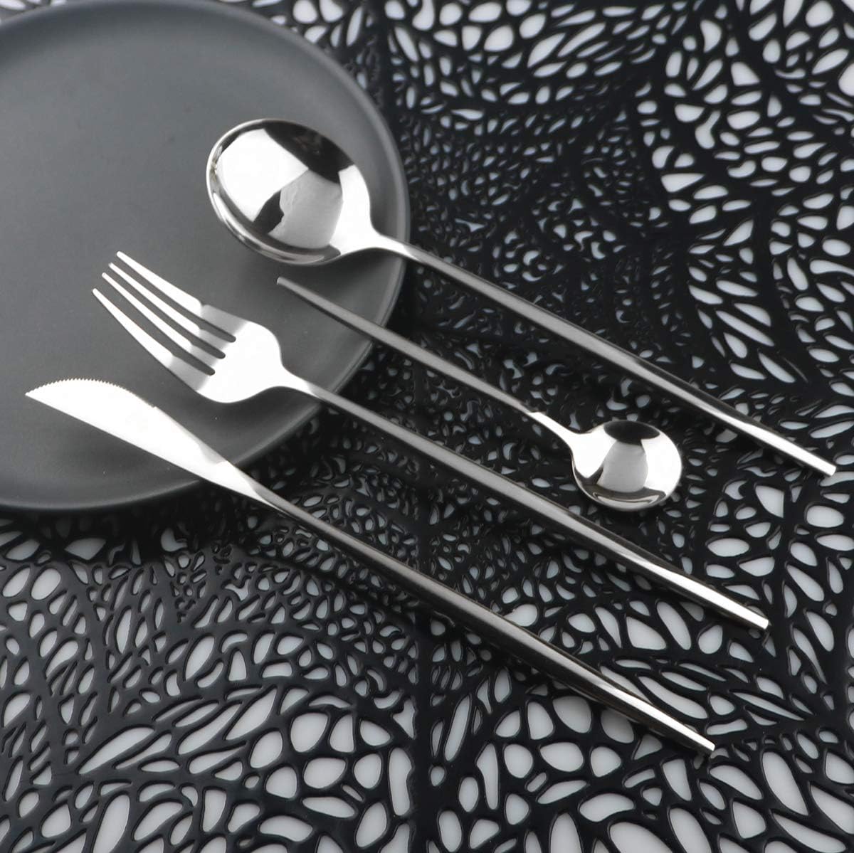 Mirror Polished Silver Silverware Set,24-Piece 304 Stainless Steel Satin Finish Flatware Set,Kitchen Utensil Set,Tableware Cutlery Set for Home and Restaurant, Dishwasher Safe Service For 6