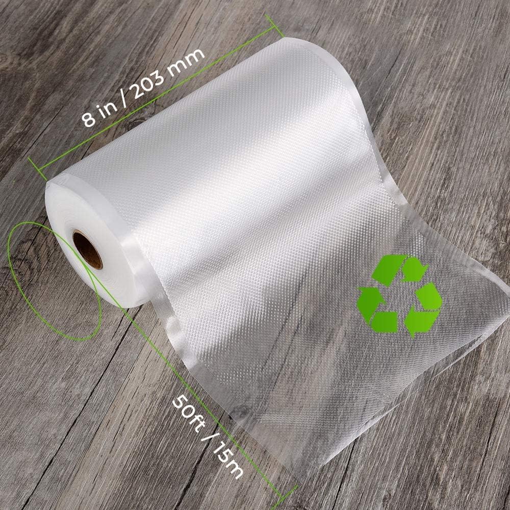 Vacuum Sealer Bags for Food，Seal a Meal Bags Rolls，8inx20 Rolls 2 Pack，XinBaoLong，Commercial Grade, Heavy Duty, BPA Free,Great for Vac Storage