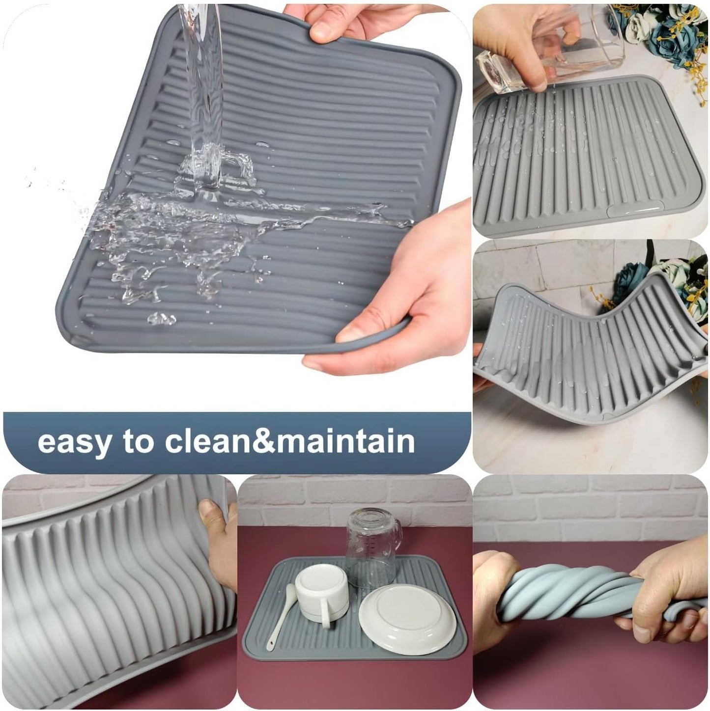 Silicone Trivets Set 2, Big Trivets Mats for Hot Pots and Pans, Heat Resistant Hot Pads for Kitchen Counter, Multi-Purpose & Versatile Trivet Mats, 9 x 12 Inch Silicone Pot Holder Pads Grey