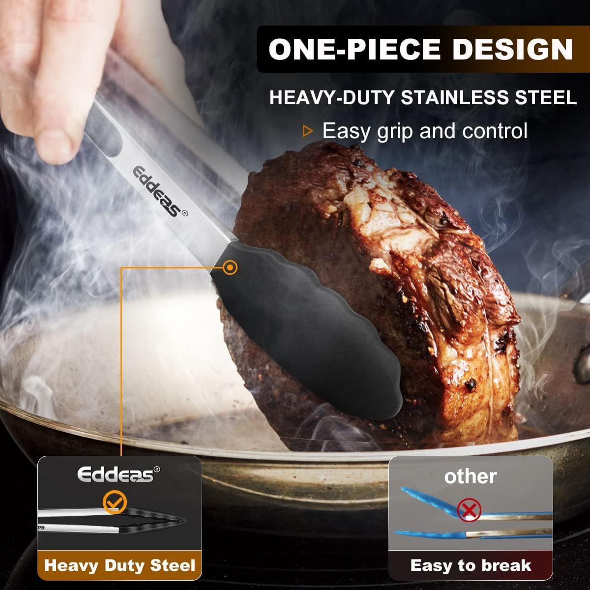 4 Pack Tongs For Cooking, Heat Resistant 600 Degrees 9",12" Stainless Steel Locking Metal Tong & 9",12" Kitchen Tongs with Silicone Tips, Non-Slip Food Silicone Tong, Heavy Duty, Non-Stick