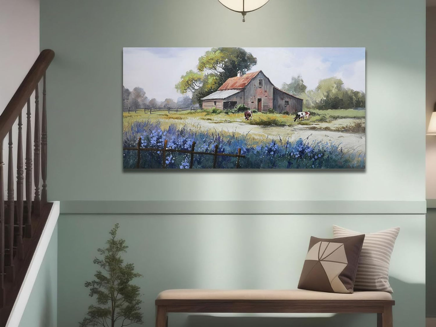 Ardemy Farmhouse Canvas Wall Art for Living Room Rustic Barn Farm Cow Pictures Paintings Wall Decor Vintage Country Artwork Bedroom Bathroom Dining Room Office Decoration, 40"x20"