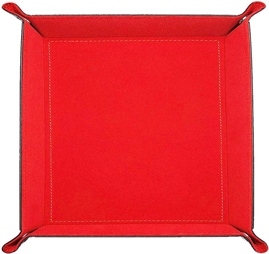siduater Valet Tray Desktop Storage Organizer – Vegan Leather Catchall Tray Bedside Vanity Tray Nightstand Caddy Holder for Remote Controller, Watch, Keys, Phone, Wallet, Coin, Jewelry, Red