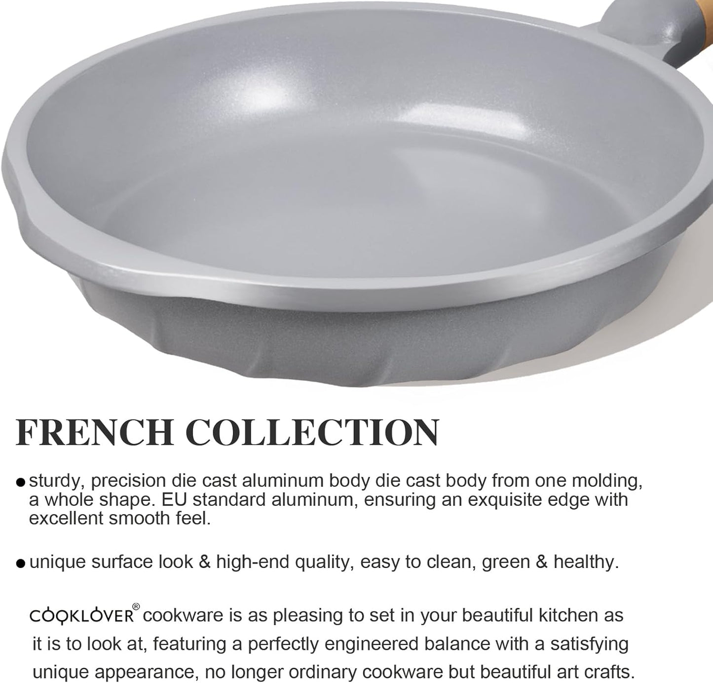 COOKLOVER Nonstick Frying Pan 100% PFOA Free Cookware Induction Skillet Stir Fry Pan (Gray, 7.9 inch)