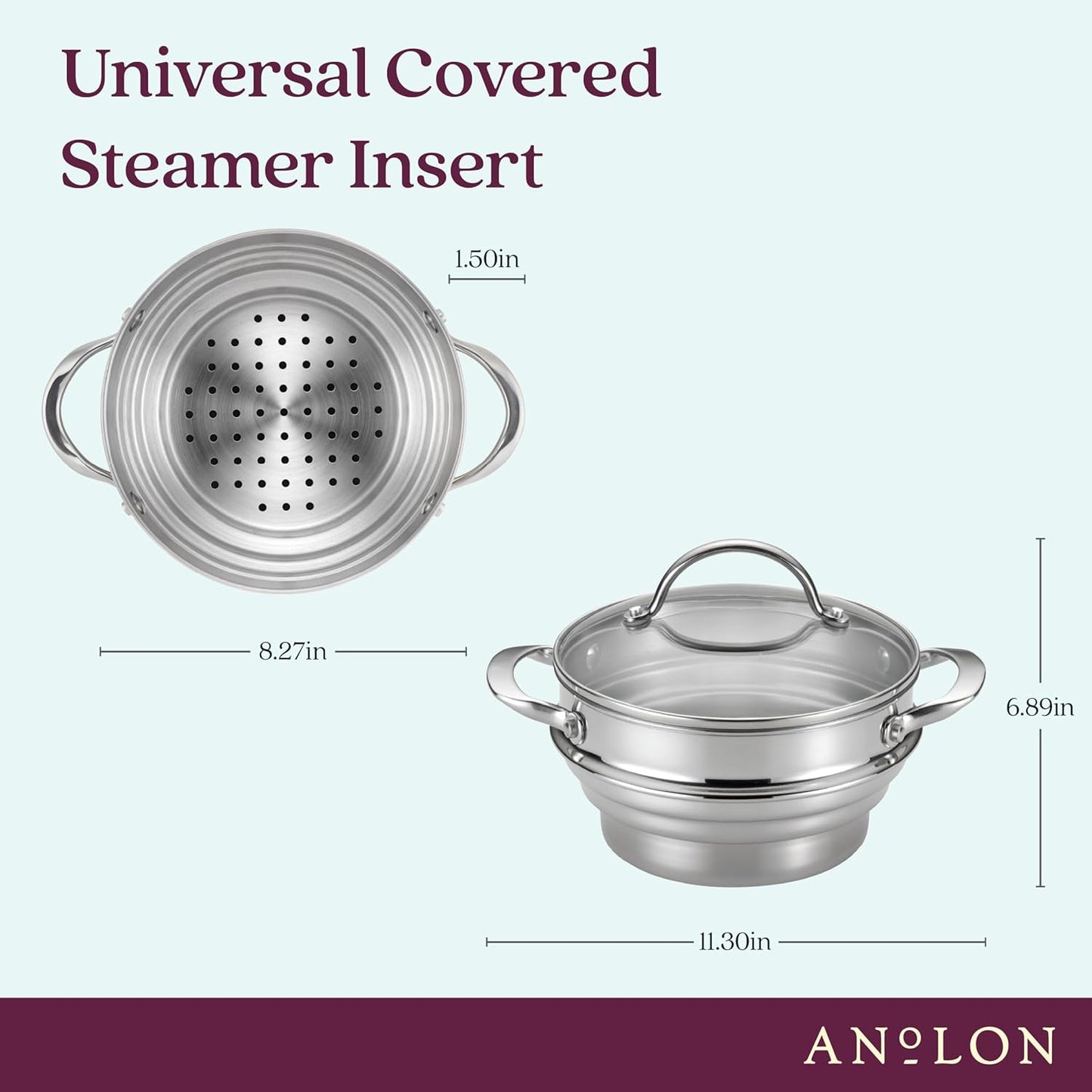 Anolon Classic Stainless Steel Universal Covered Steamer Insert
