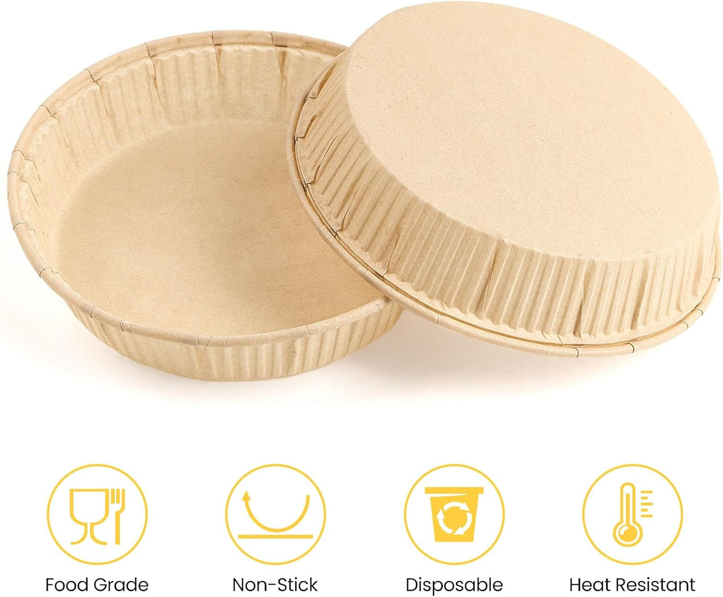 Ocmoiy 100 Pcs Mini Tart Pans for Baking, 4 Inch Disposable Paper Pie Tins for Small Pies, Tarts, Quiches, Cinnamon Rolls, Desserts