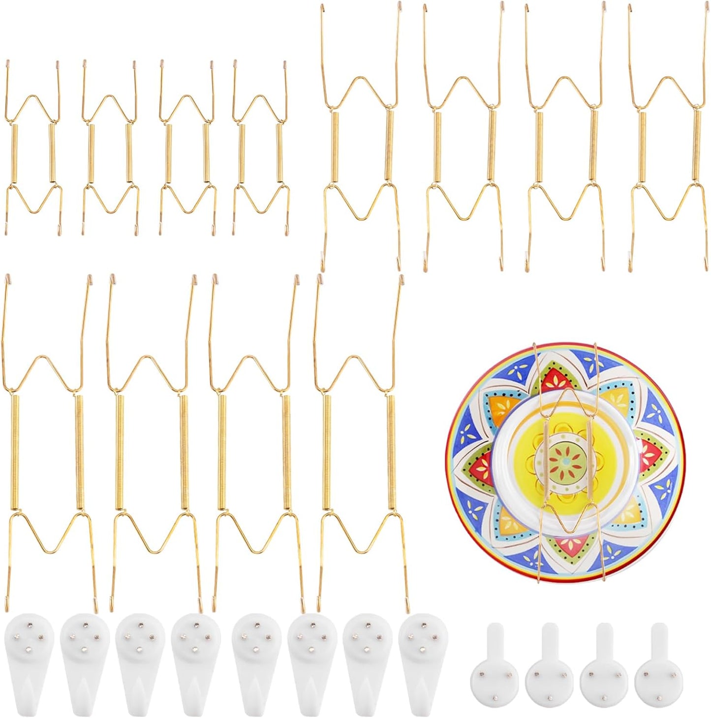 12 Pack 6/8/10 Inch Decorative Plate Medium Plate Hangers for The Wall, Invisible Stainless Steel Wall Hangers for Display with Hooks, for Platter/Dish/Picture