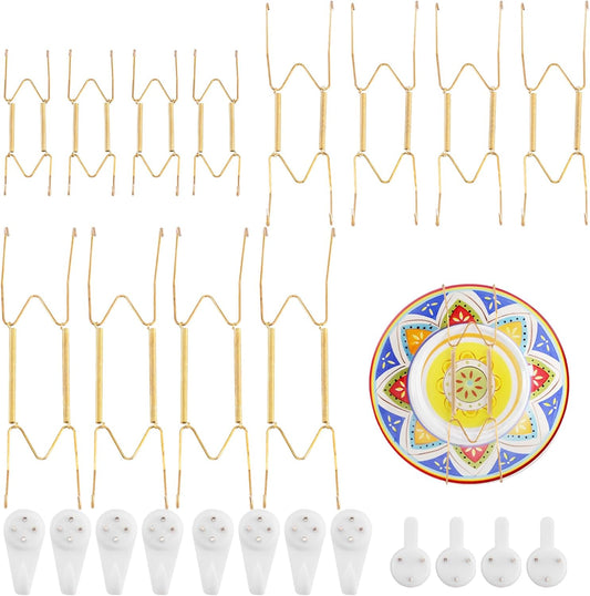 12 Pack 6/8/10 Inch Decorative Plate Medium Plate Hangers for The Wall, Invisible Stainless Steel Wall Hangers for Display with Hooks, for Platter/Dish/Picture