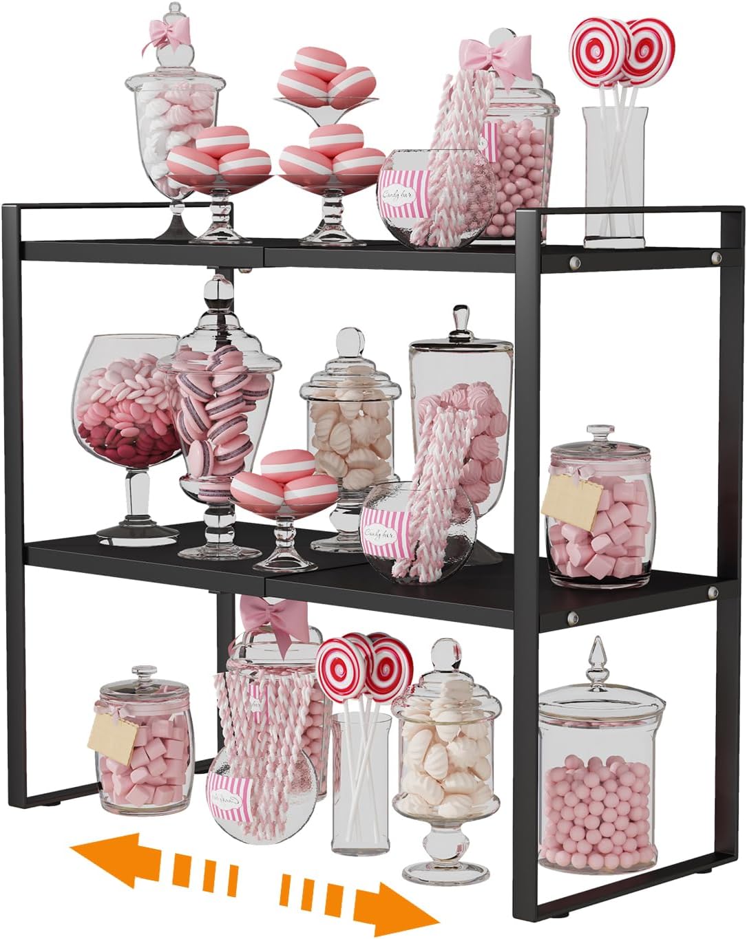 Cabinet Shelf Expandable Height Adjustable Organizer Riser for Kitchen Cabinet Pantry Cupboard Under Sink Countertop Organization