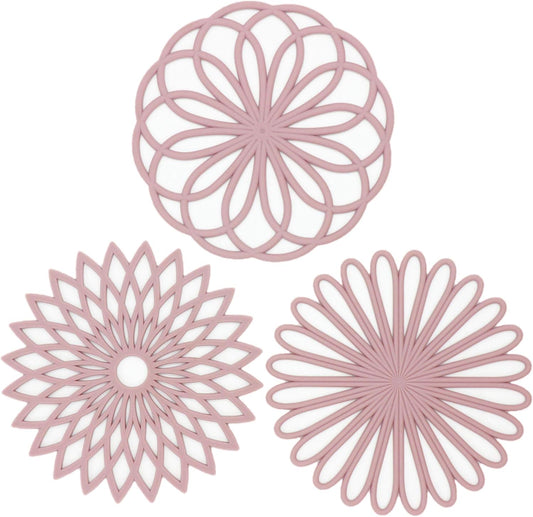 Smithcraft Silicone Trivets for Hot Dishes, Pots and Pans, Trivet Mat Hot Pads for Kitchen, Round Heat Resistant Mats for Countertop, Trivets Table & Quartz Countertops Pink Set 3