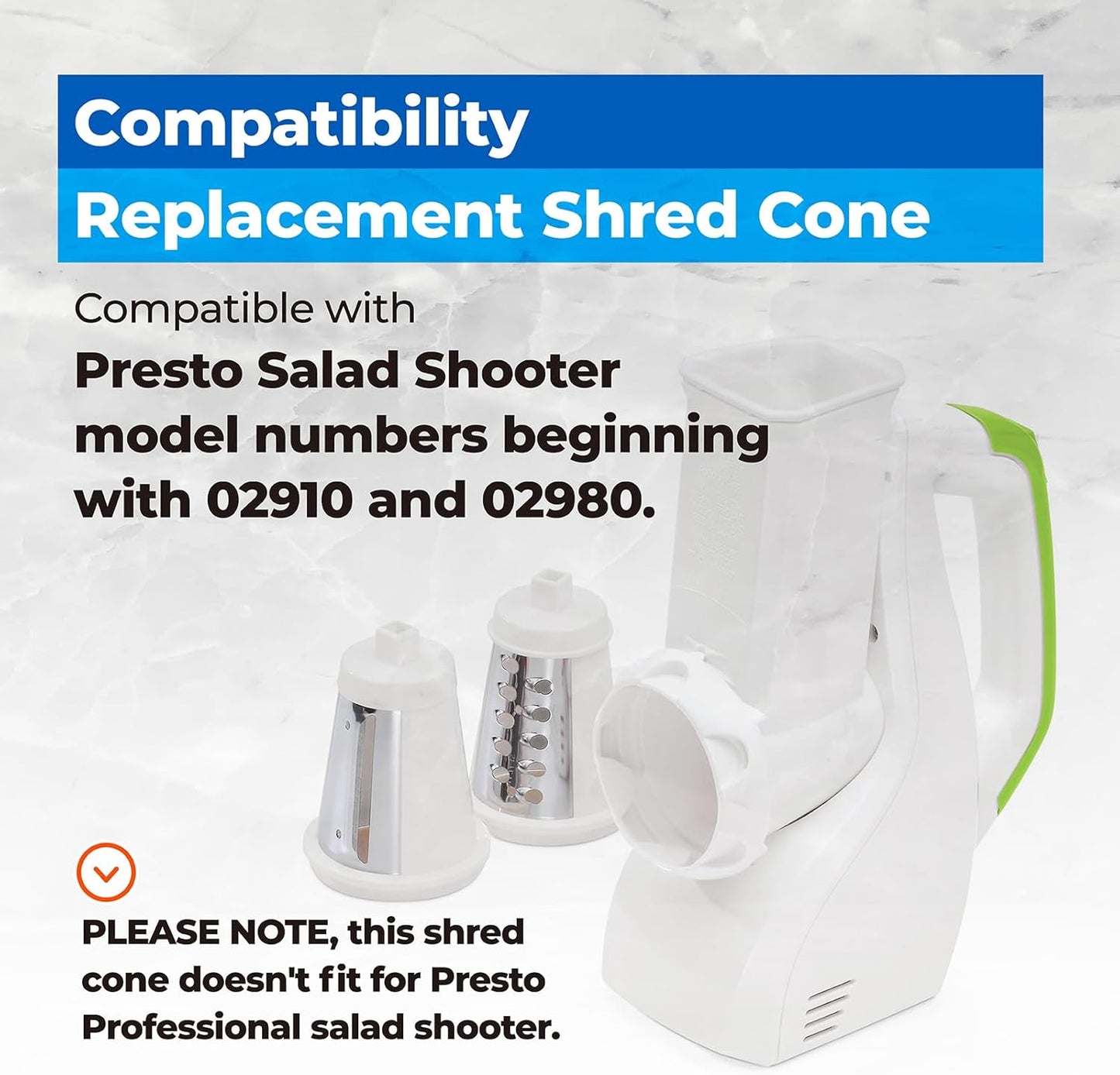 Shred Cone for Presto Regular Salad Shooter Models 02910 02980, Cheese Grater Replacement Parts for Shredding Cheese, Vegetables and Fruits (Square Plug)