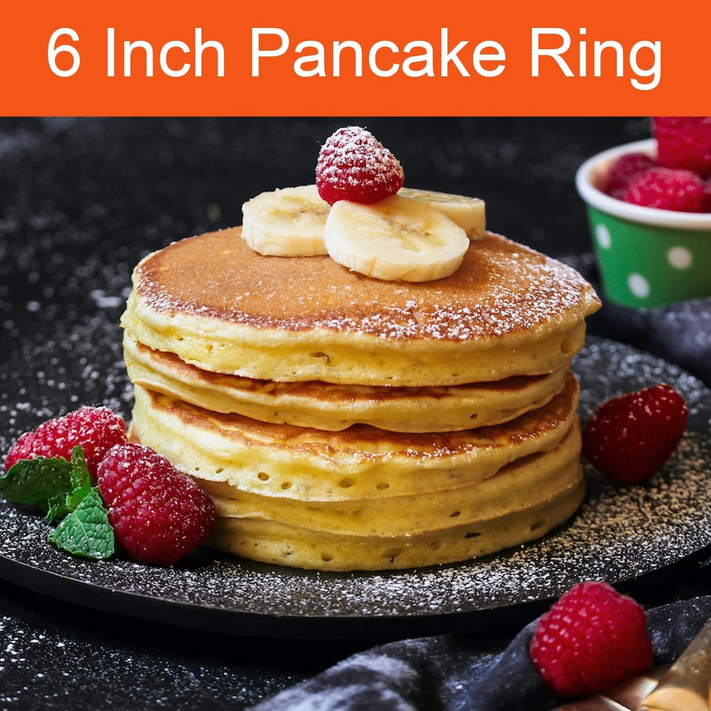 Pancake Ring for Griddle,2 Packs 6 Inch Omelette Ring for Griddle,6" Non-stick Stainless Steel Pancake Egg Ring Omelet Mold Pancake Maker Cake Creps with Silicone Handle